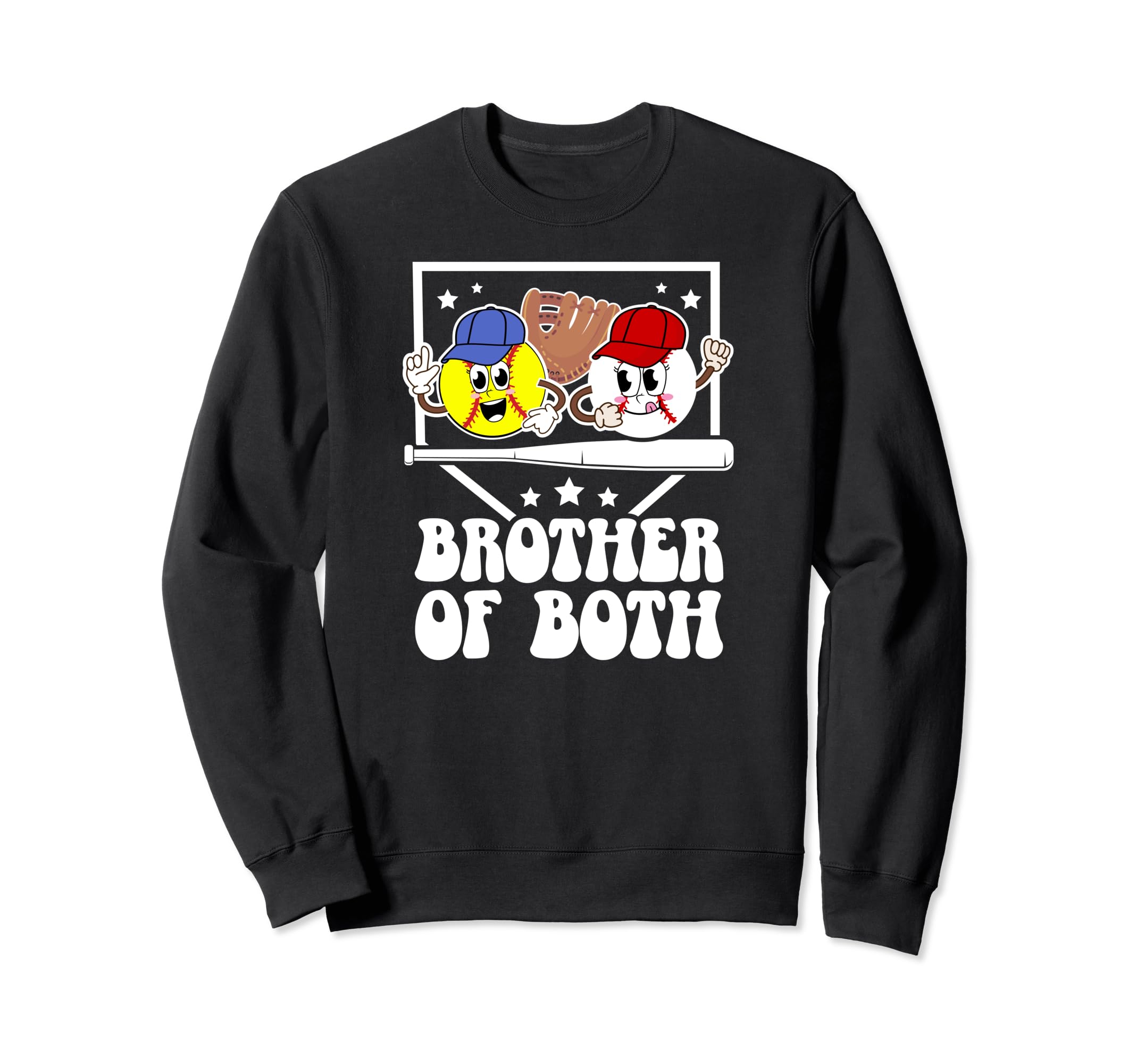 Brother Both Groovy Softball Baseball Sweatshirt - Minimalist Print Unisex - T-Shirt, Sweatshirt, Hoodie