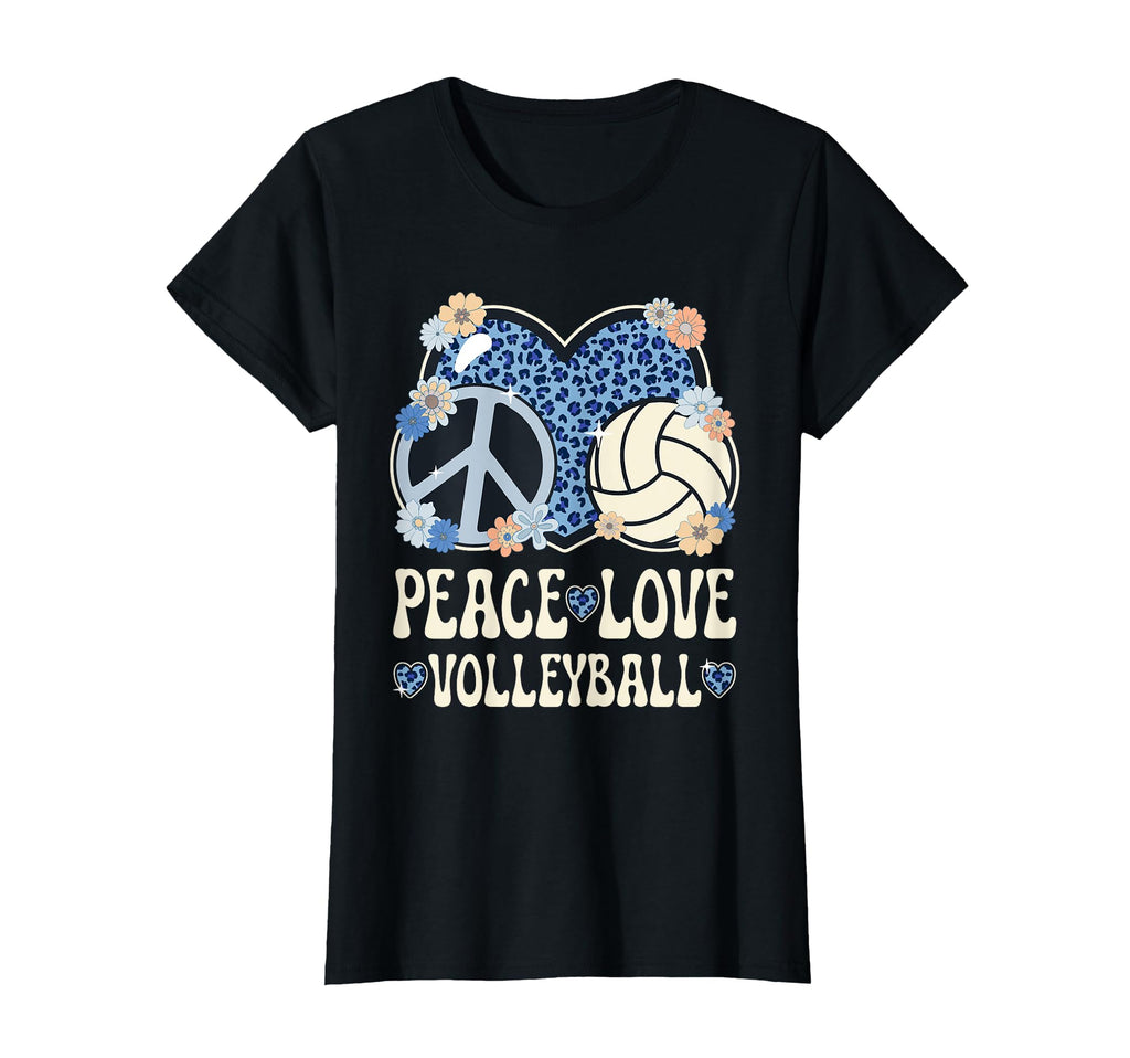 Peace Love Volleyball Lover Leopard T-Shirt - Unique Graphic Men Women - T-Shirt, Sweatshirt, Hoodie