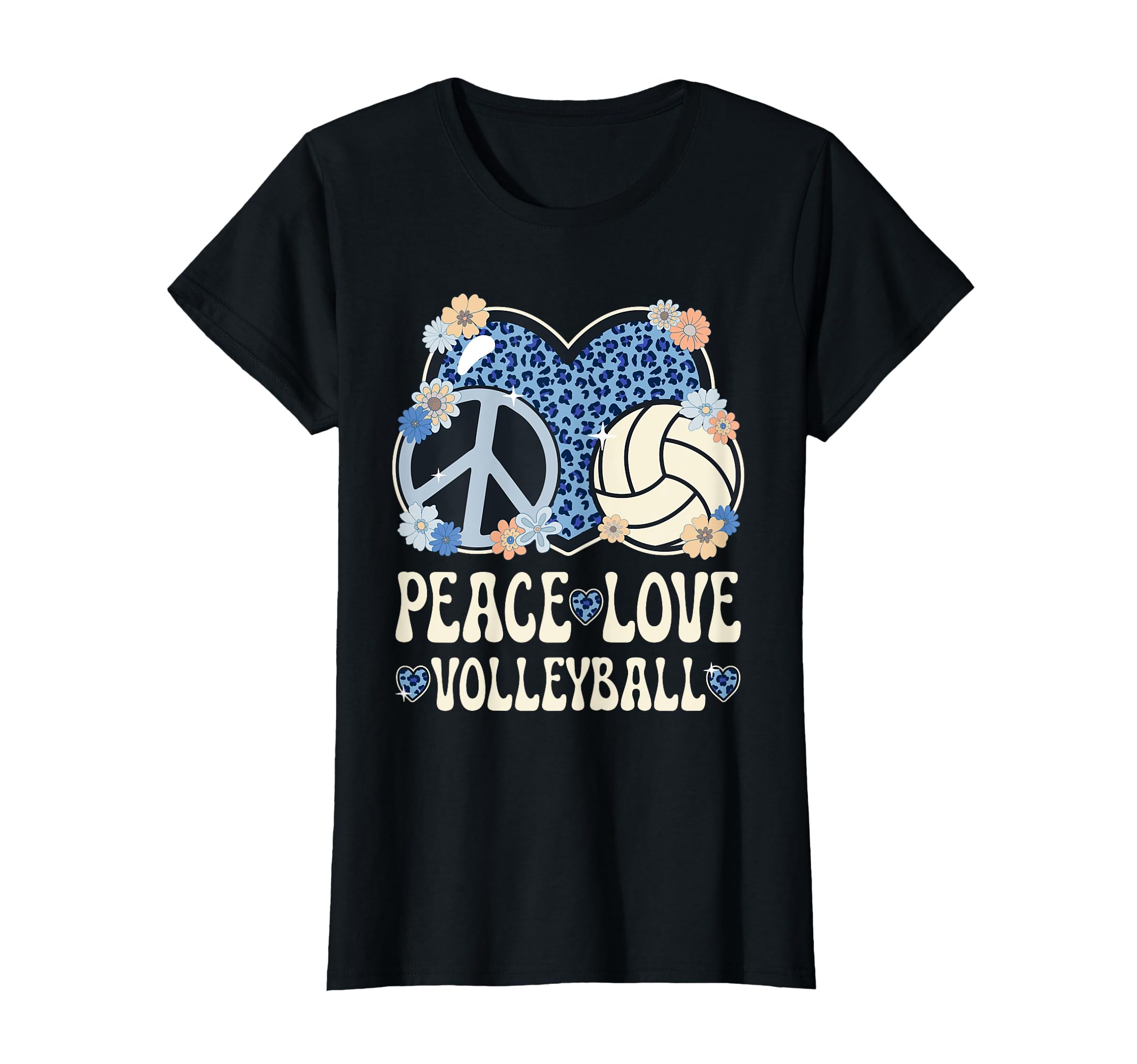 Peace Love Volleyball Lover Leopard T-Shirt - Unique Graphic Men Women - T-Shirt, Sweatshirt, Hoodie