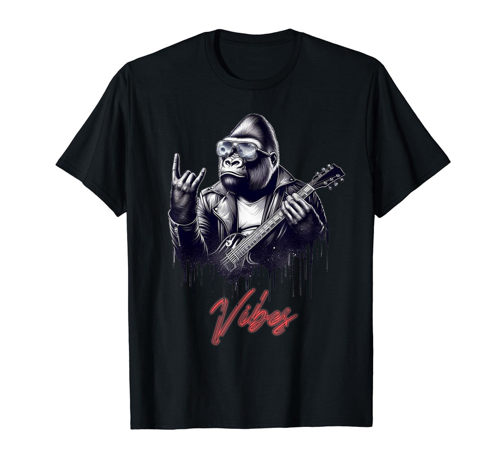 Rock Good Vibes Gorilla T-Shirt - Custom Art Print Men Women - T-Shirt, Sweatshirt, Hoodie