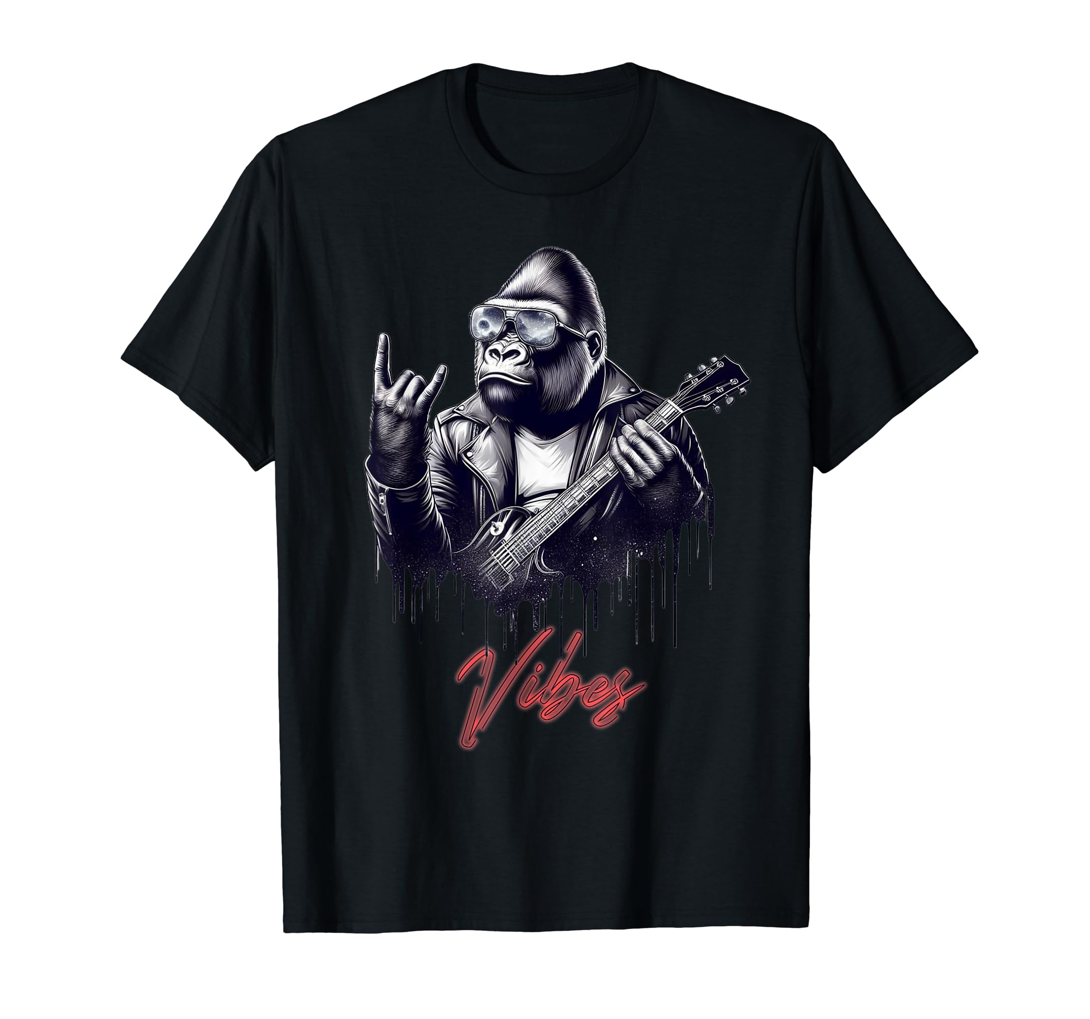 Rock Good Vibes Gorilla T-Shirt - Custom Art Print Men Women - T-Shirt, Sweatshirt, Hoodie