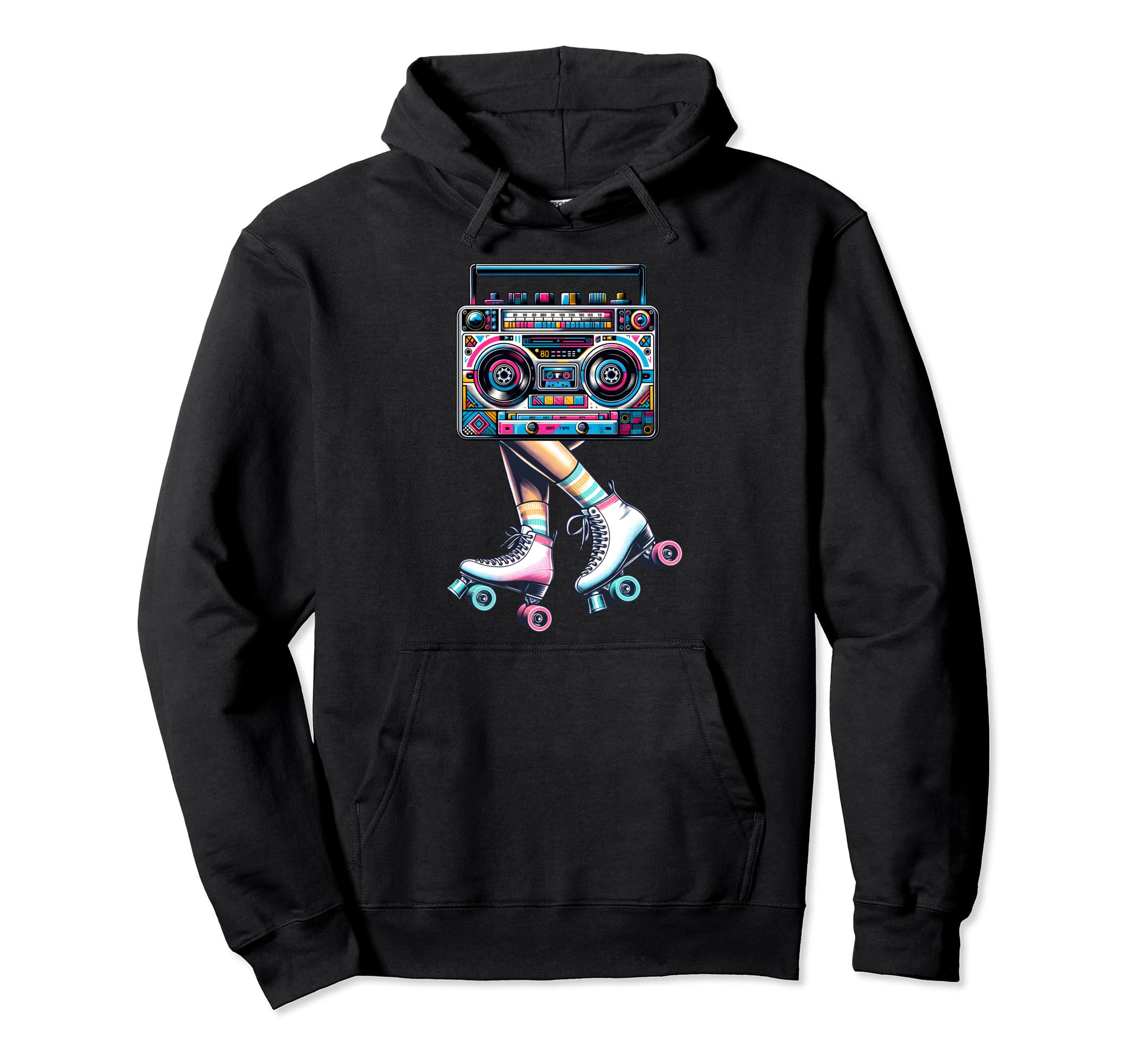 Rollerskates 80S 90S Disco Skating Hoodie - Fun Novelty Design Men Women - T-Shirt, Sweatshirt, Hoodie