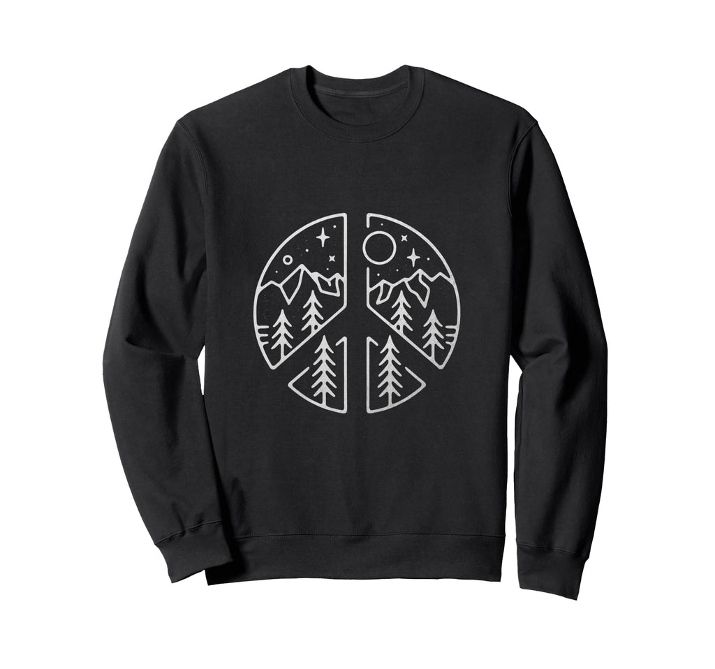 Peace Symbol Forest Mountains Sweatshirt - Novelty Apparel Men Women - T-Shirt, Sweatshirt, Hoodie