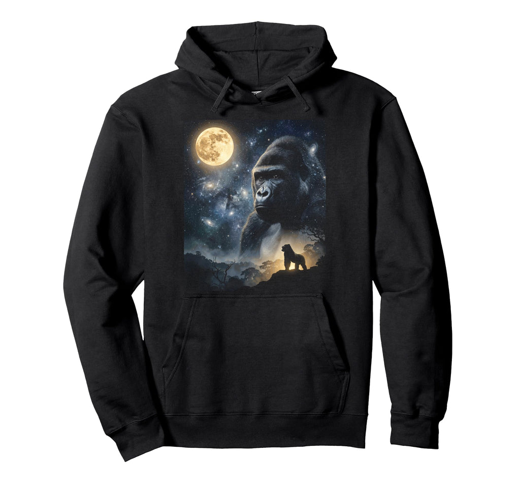 Howling Gorilla Full Moon Starry Hoodie - Fun Novelty Design Men Women - T-Shirt, Sweatshirt, Hoodie