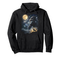 Howling Gorilla Full Moon Starry Hoodie - Fun Novelty Design Men Women - T-Shirt, Sweatshirt, Hoodie