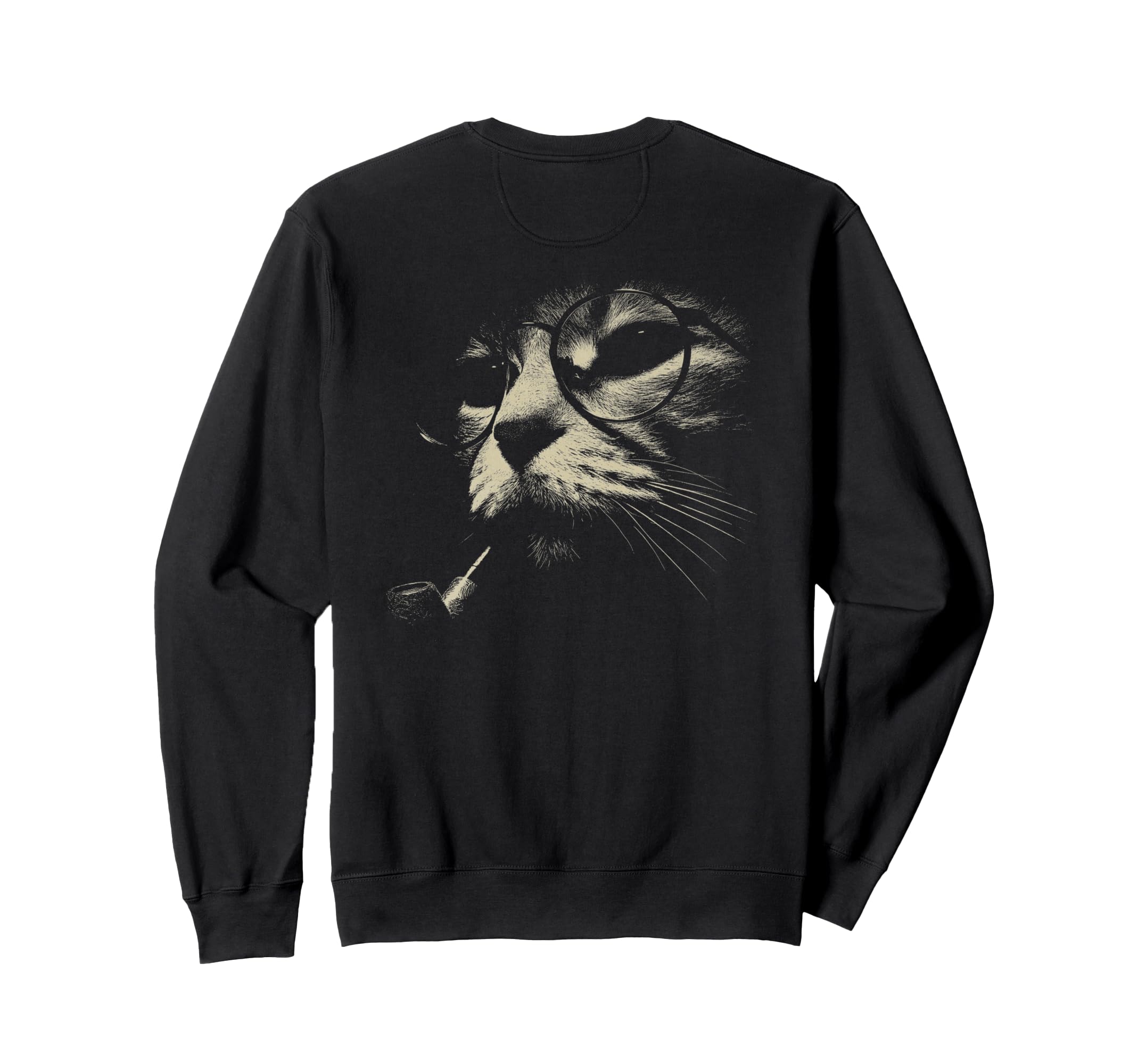 Cat Smoking Pipe Glasses Grunge Meme Sweatshirt - Graphic Print Men Women - T-Shirt, Sweatshirt, Hoodie