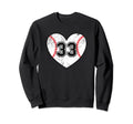 Baseball Heart Player 33 Baseball Mom Sweatshirt - Trendy Graphic Unisex - T-Shirt, Sweatshirt, Hoodie