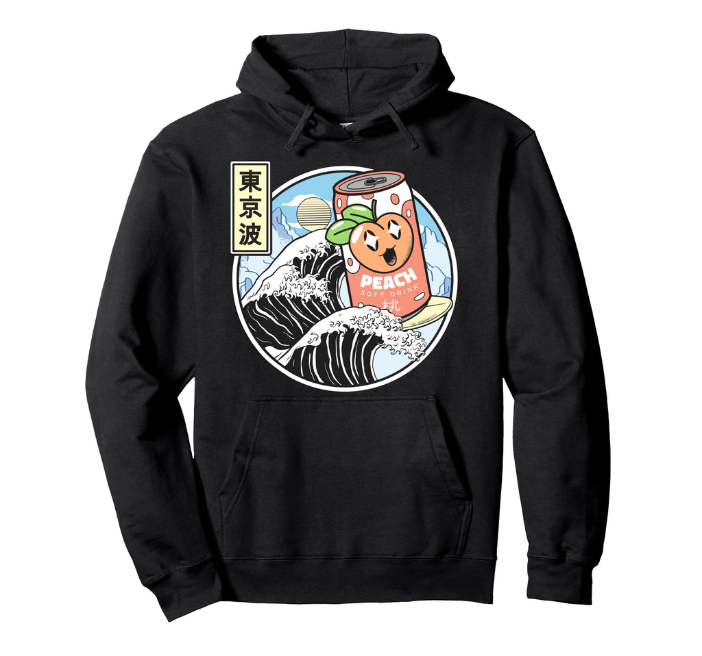 Surfing Peach Soda Kanagawa Wave Hoodie - Aesthetic Graphic Men Women - T-Shirt, Sweatshirt, Hoodie