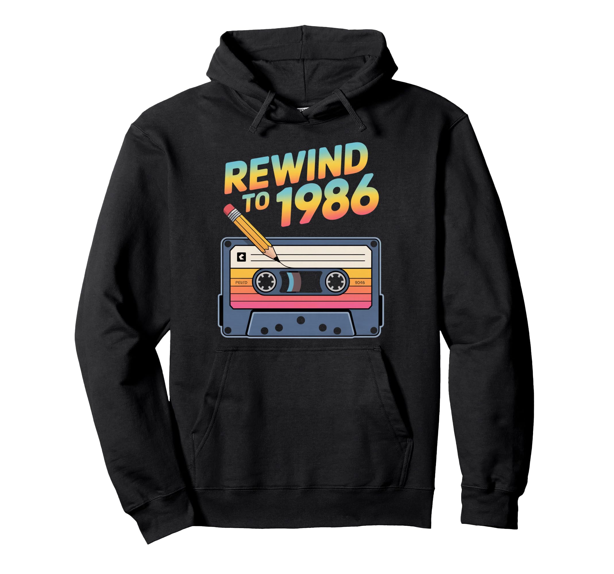 Rewind To 1986 Cassette Tape Eighties Hoodie - Graphic Print Men Women - T-Shirt, Sweatshirt, Hoodie