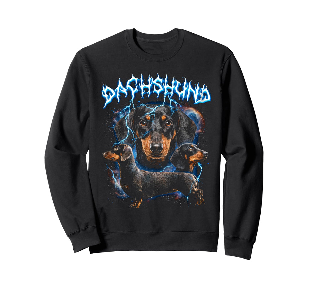 Dachshund 90S Heavy Metal Dog Lover Sweatshirt - Fun Novelty Design Unisex - T-Shirt, Sweatshirt, Hoodie