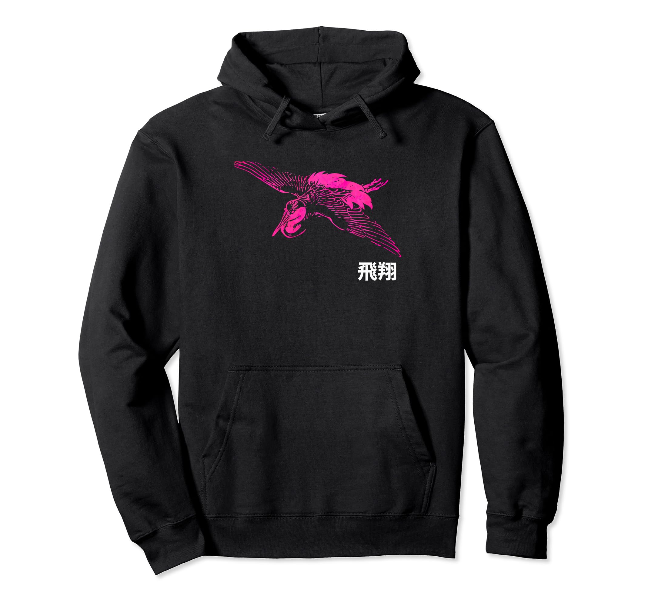 Vaporwave Crane Japanese Writing Hoodie - Casual Everyday Wear Men Women - T-Shirt, Sweatshirt, Hoodie