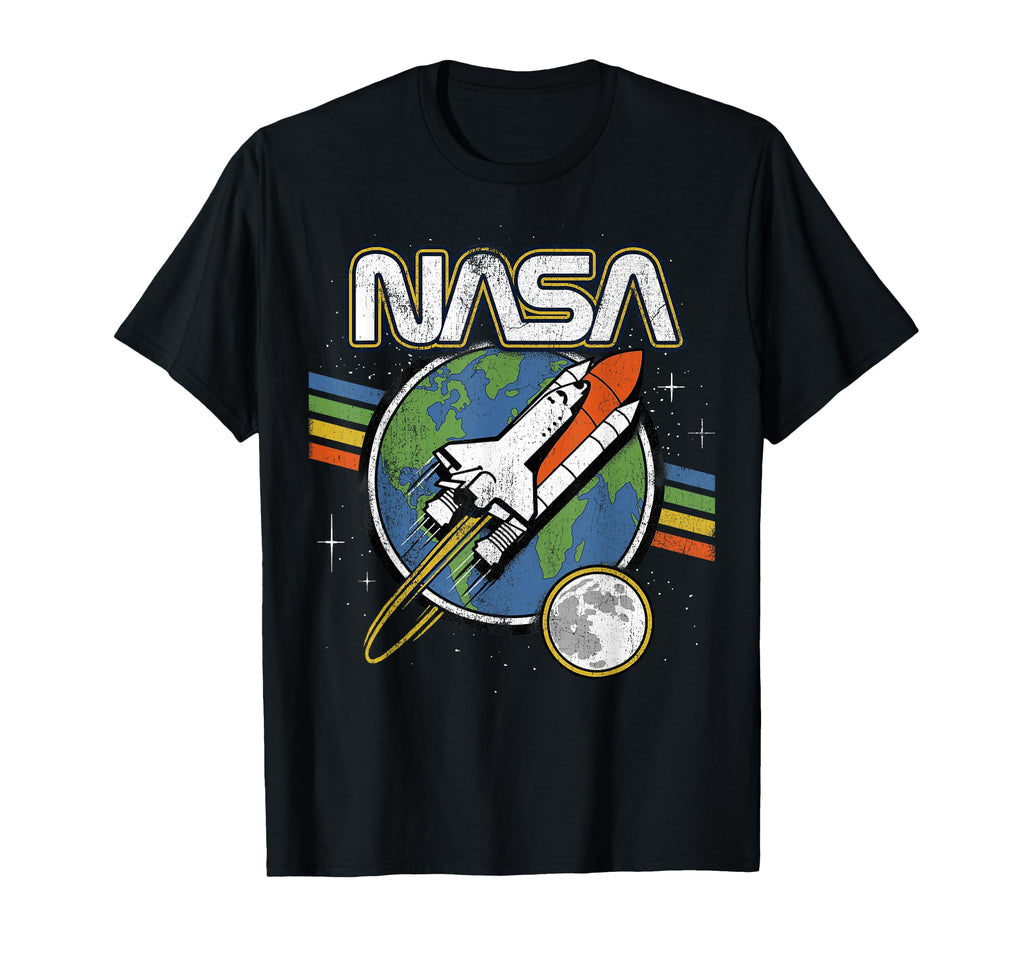 Nasa Blast Off Rainbow Stripes T-Shirt - Aesthetic Graphic Men Women - T-Shirt, Sweatshirt, Hoodie