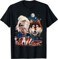 Vintage Eagle and Wolf At Moon - Adult & Kids T-Shirts, Sweatshirts & Hoodies apparel design preview 1