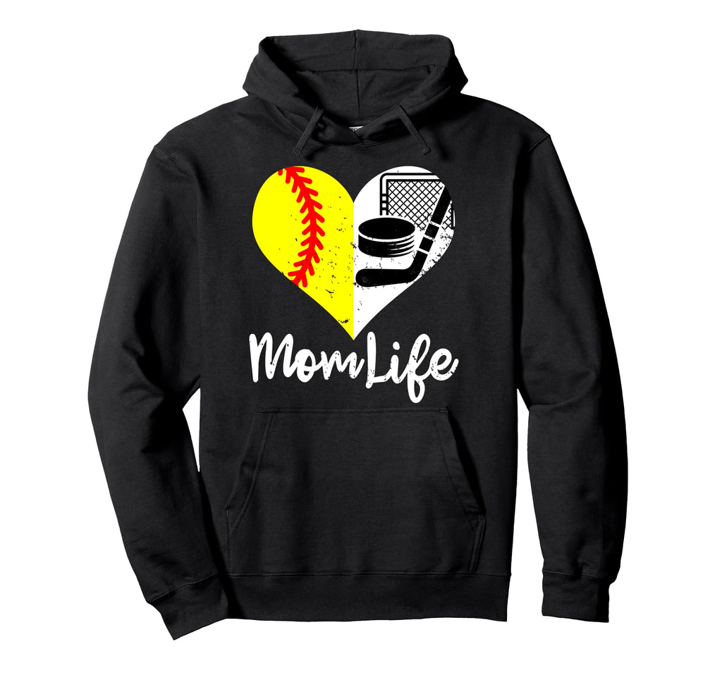 Mom Life Funny Softball Hockey Mom Hoodie - Trendy Graphic for Adults - T-Shirt, Sweatshirt, Hoodie
