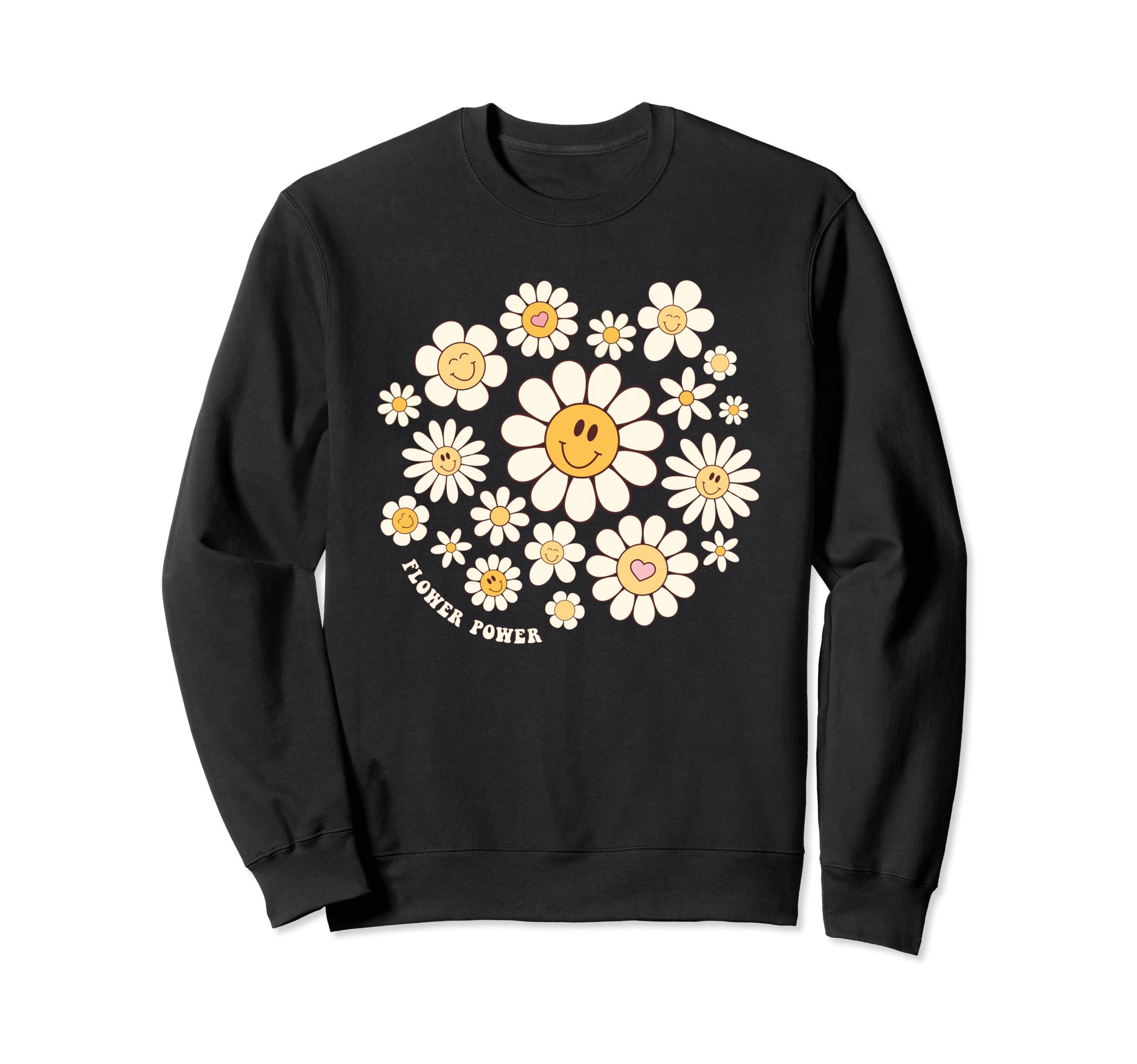Flower Power Smile Face Flower Sweatshirt - Minimalist Print for Adults - T-Shirt, Sweatshirt, Hoodie
