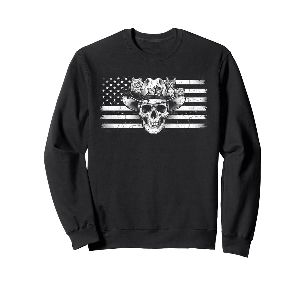 Skull Cat Skeleton Kitty Kitten Sweatshirt - Minimalist Print Unisex - T-Shirt, Sweatshirt, Hoodie