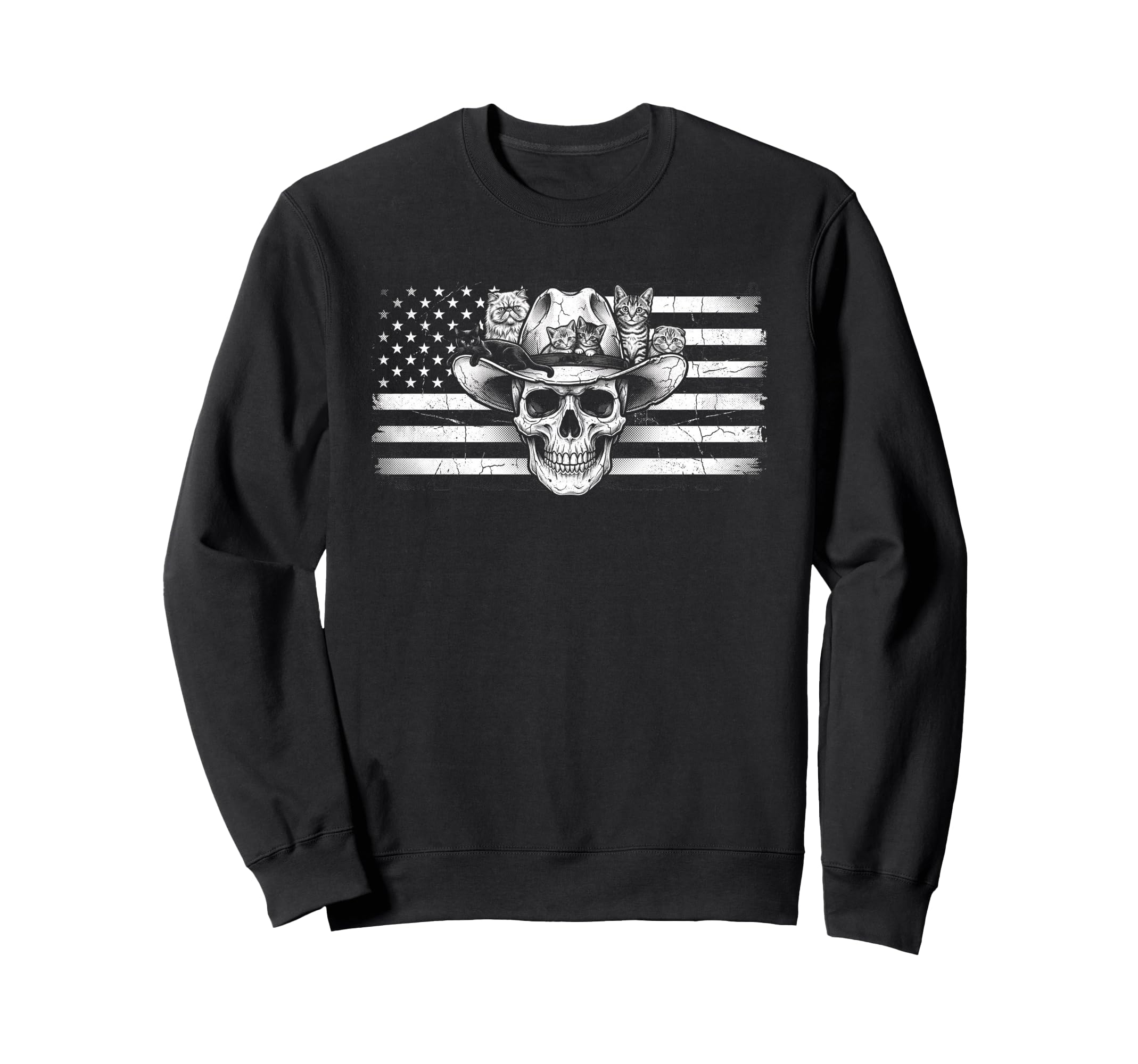 Skull Cat Skeleton Kitty Kitten Sweatshirt - Minimalist Print Unisex - T-Shirt, Sweatshirt, Hoodie