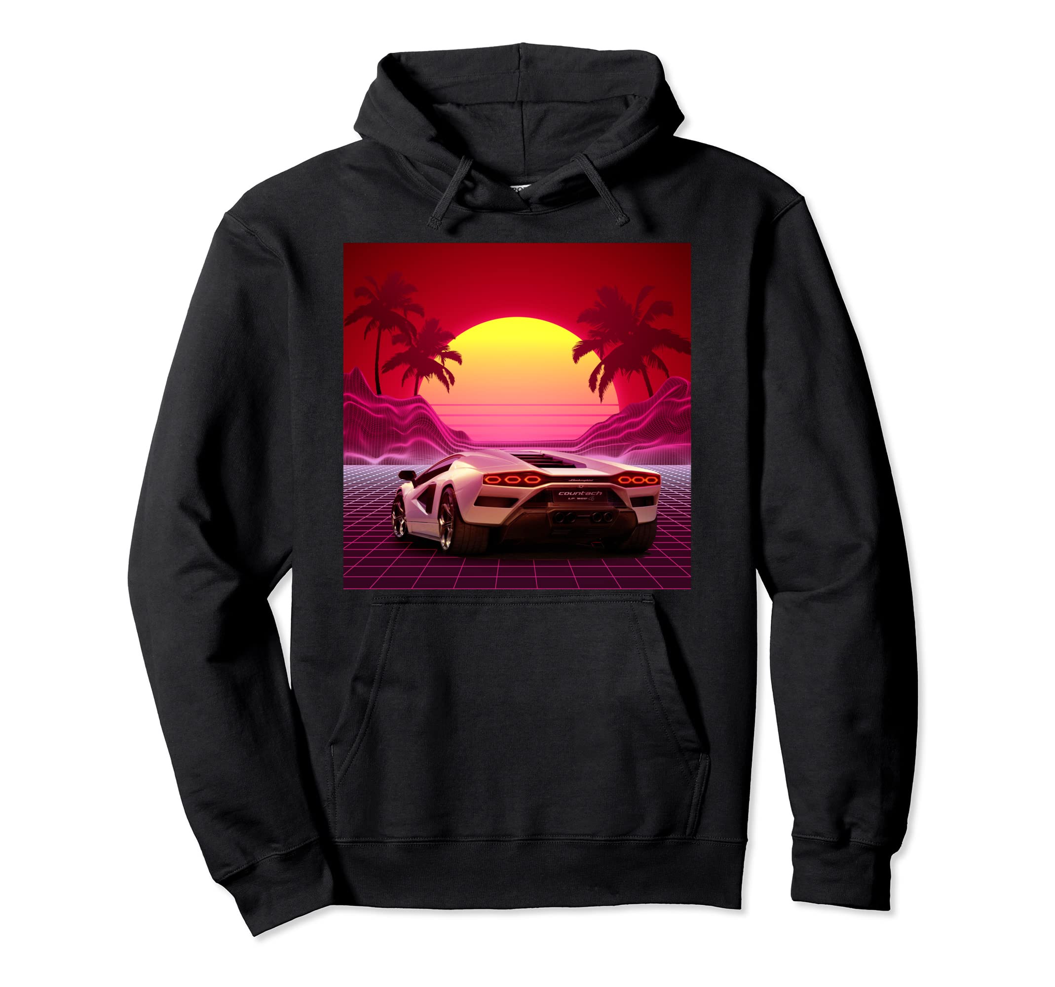 Italian Sports Car Vaporwave Aesthetic Hoodie - Trendy Graphic for Adults - T-Shirt, Sweatshirt, Hoodie