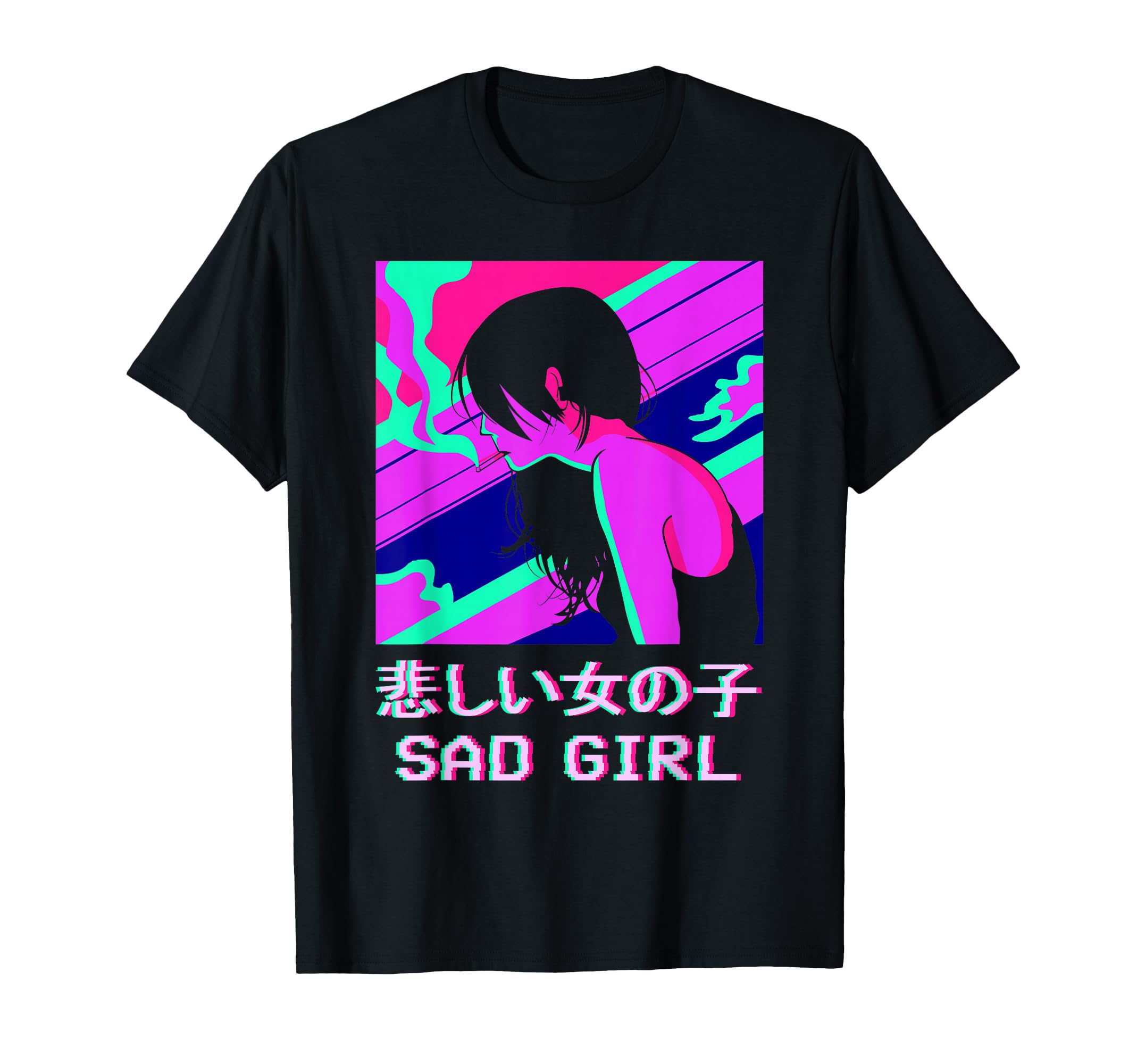 Sad Anime Japanese Vaporwave Aesthetic T-Shirt - Trendy Graphic Men Women - T-Shirt, Sweatshirt, Hoodie