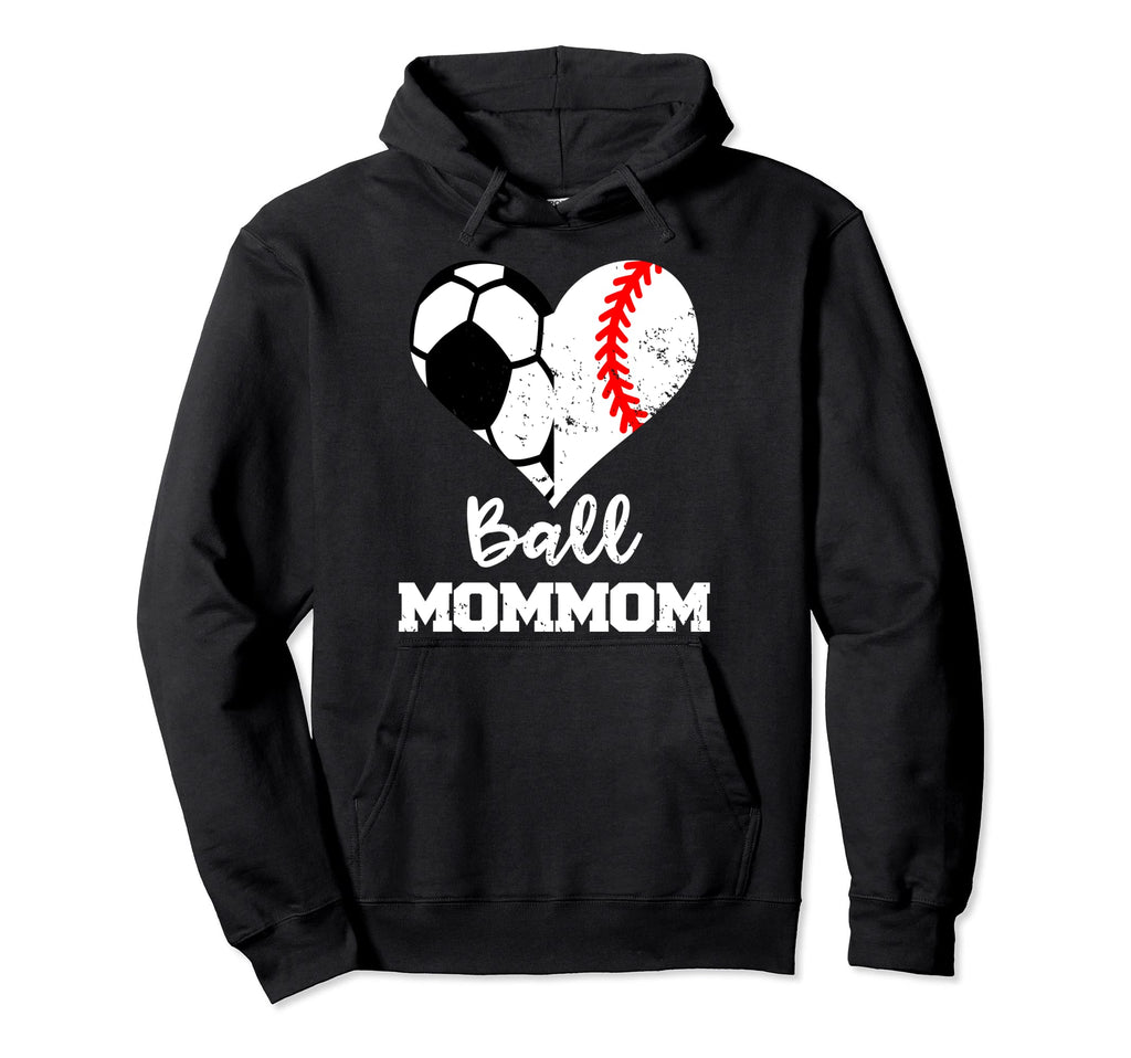 Ball Mommom Heart Funny Soccer Hoodie - Fun Novelty Design for Adults - T-Shirt, Sweatshirt, Hoodie