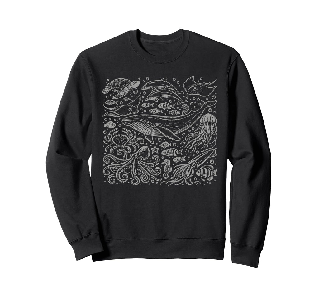 Sea Life Ocean Y2K Whale Orca Sweatshirt - Minimalist Print for Adults - T-Shirt, Sweatshirt, Hoodie
