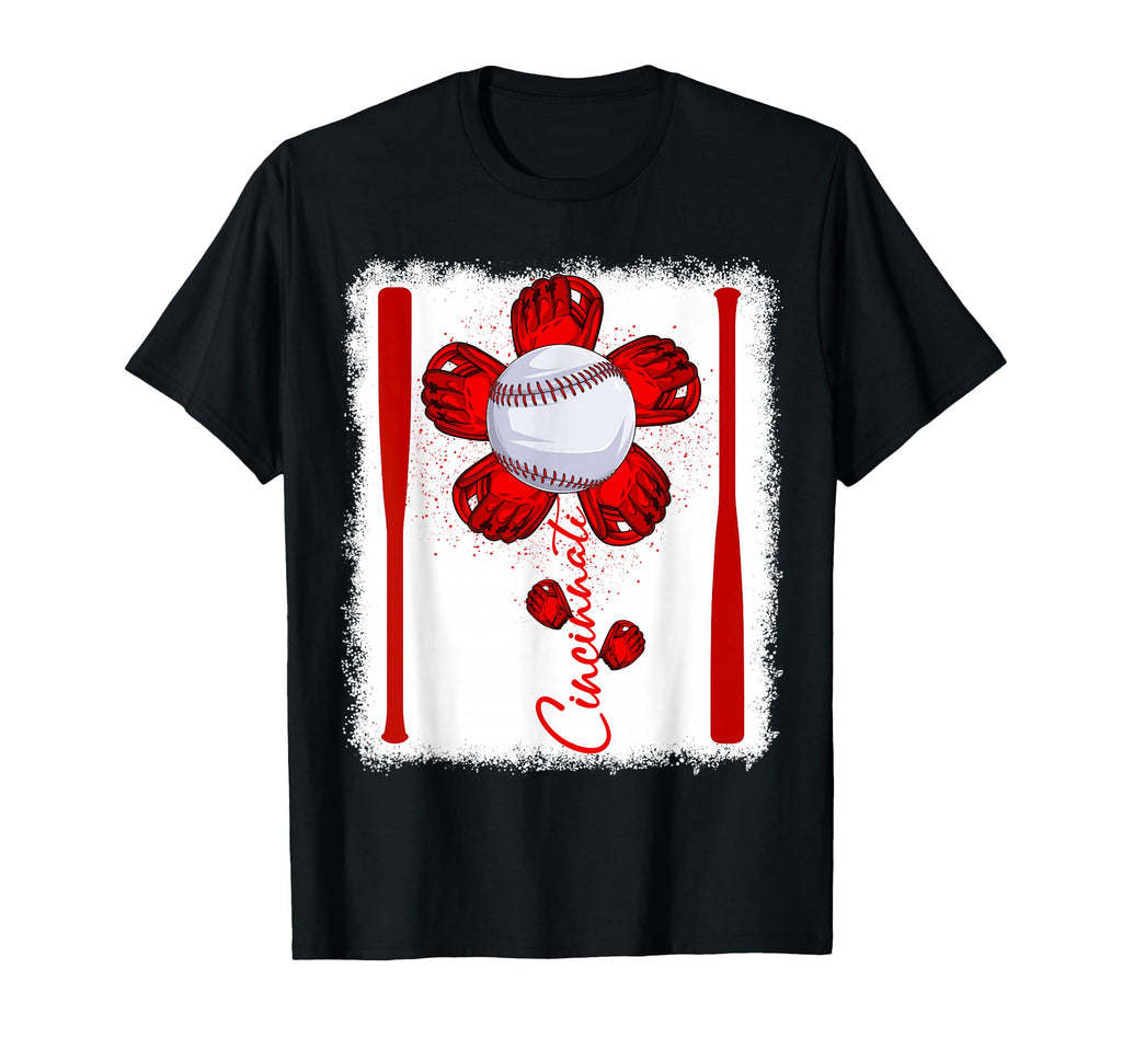Flower Cincinnati Baseball Lover Game T-Shirt - Custom Art Print Men Women - T-Shirt, Sweatshirt, Hoodie