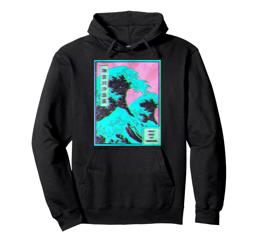 Vaporwave Aesthetic Great Wave Off Hoodie - Minimalist Print for Adults - T-Shirt, Sweatshirt, Hoodie