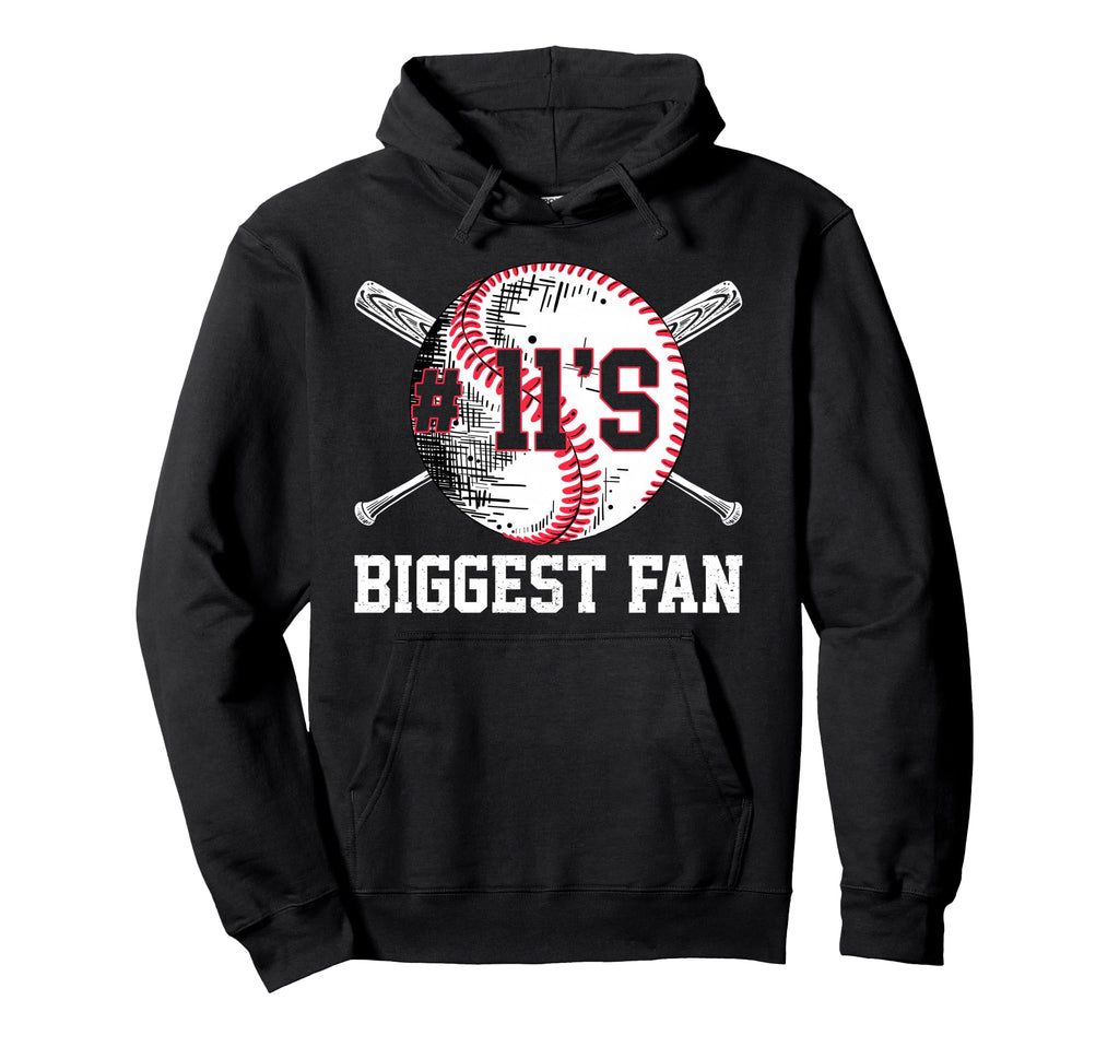 Number 11 Baseball Biggest Fan Mom Dad Hoodie - Novelty Apparel Men Women - T-Shirt, Sweatshirt, Hoodie