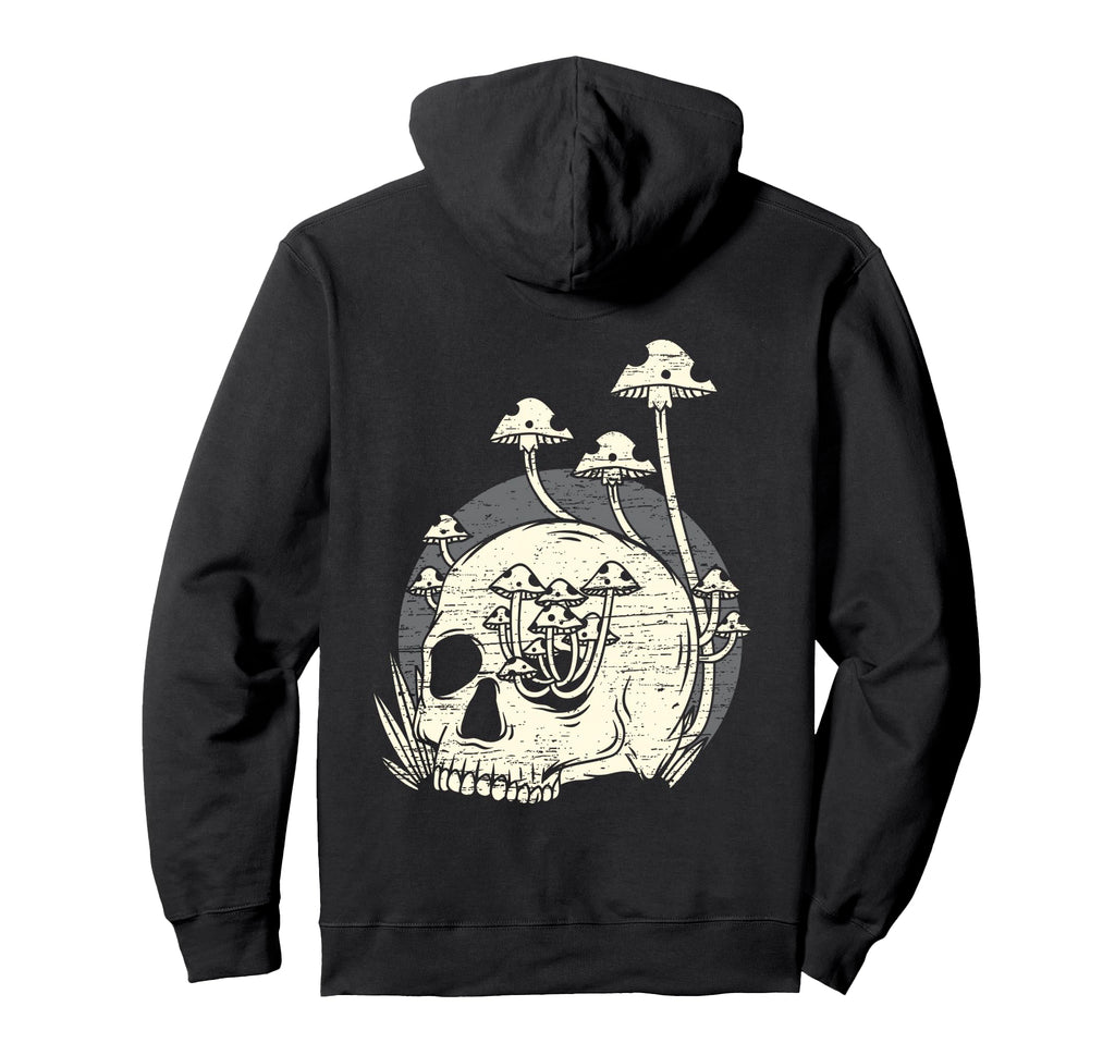 Mushrooms Skull Distressed Shrooms Hoodie - Trendy Graphic Unisex - T-Shirt, Sweatshirt, Hoodie