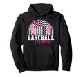 Checkered Baseball Mama Bow Varsity Mom Hoodie - Graphic Print Unisex - T-Shirt, Sweatshirt, Hoodie