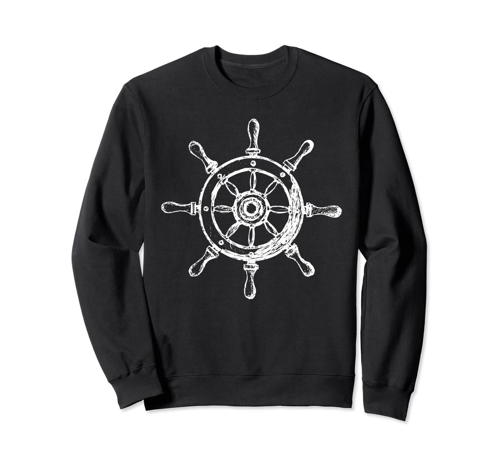 Distressed Pirate Ship Wheel Sweatshirt - Unique Graphic Men Women - T-Shirt, Sweatshirt, Hoodie