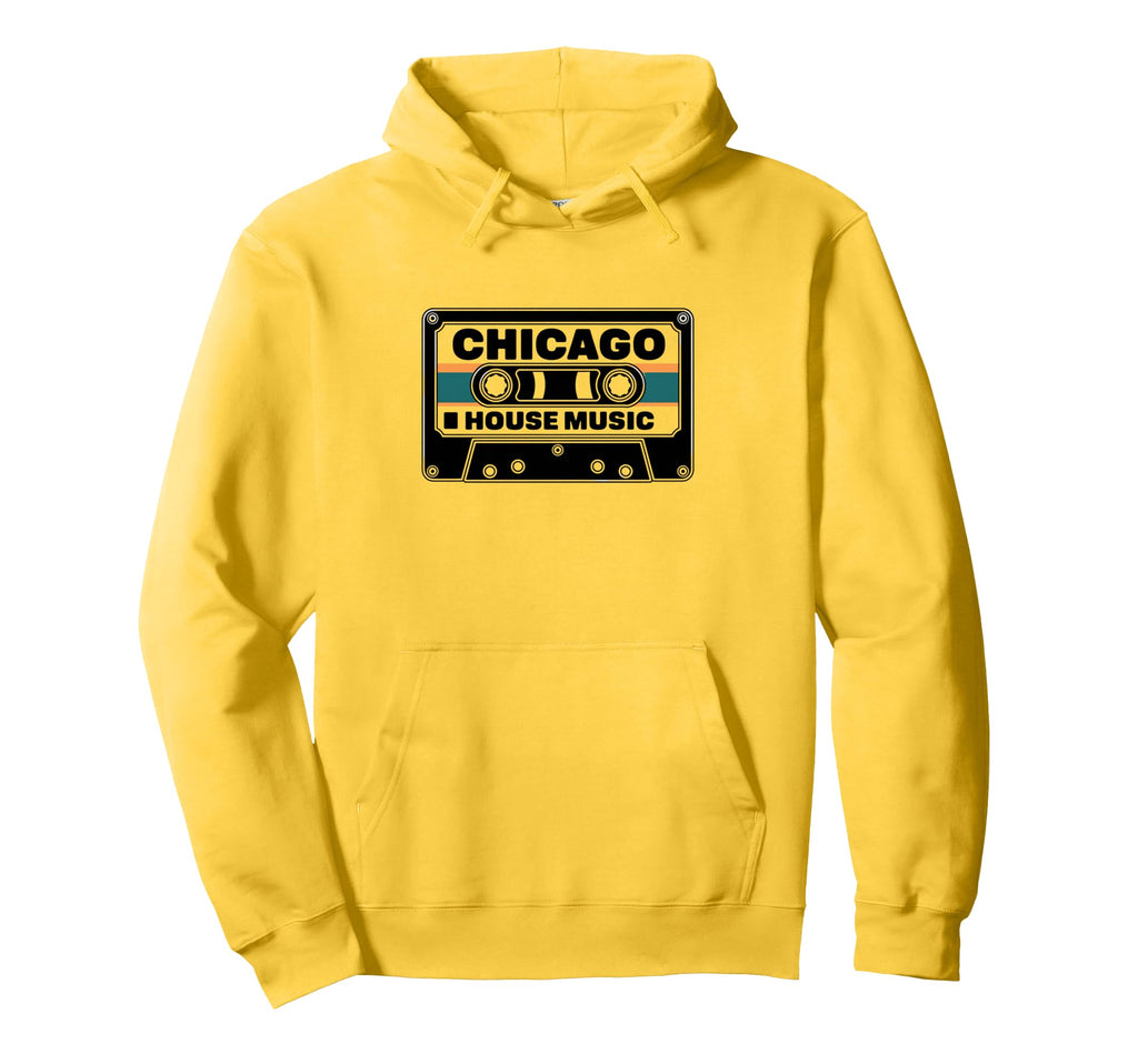 Chicago House Music 80S 90S Cassette Hoodie - Novelty Apparel for Adults - T-Shirt, Sweatshirt, Hoodie