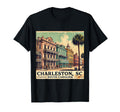 Charleston Sc Postcard Rainbow Row T-Shirt - Novelty Apparel for Adults - T-Shirt, Sweatshirt, Hoodie