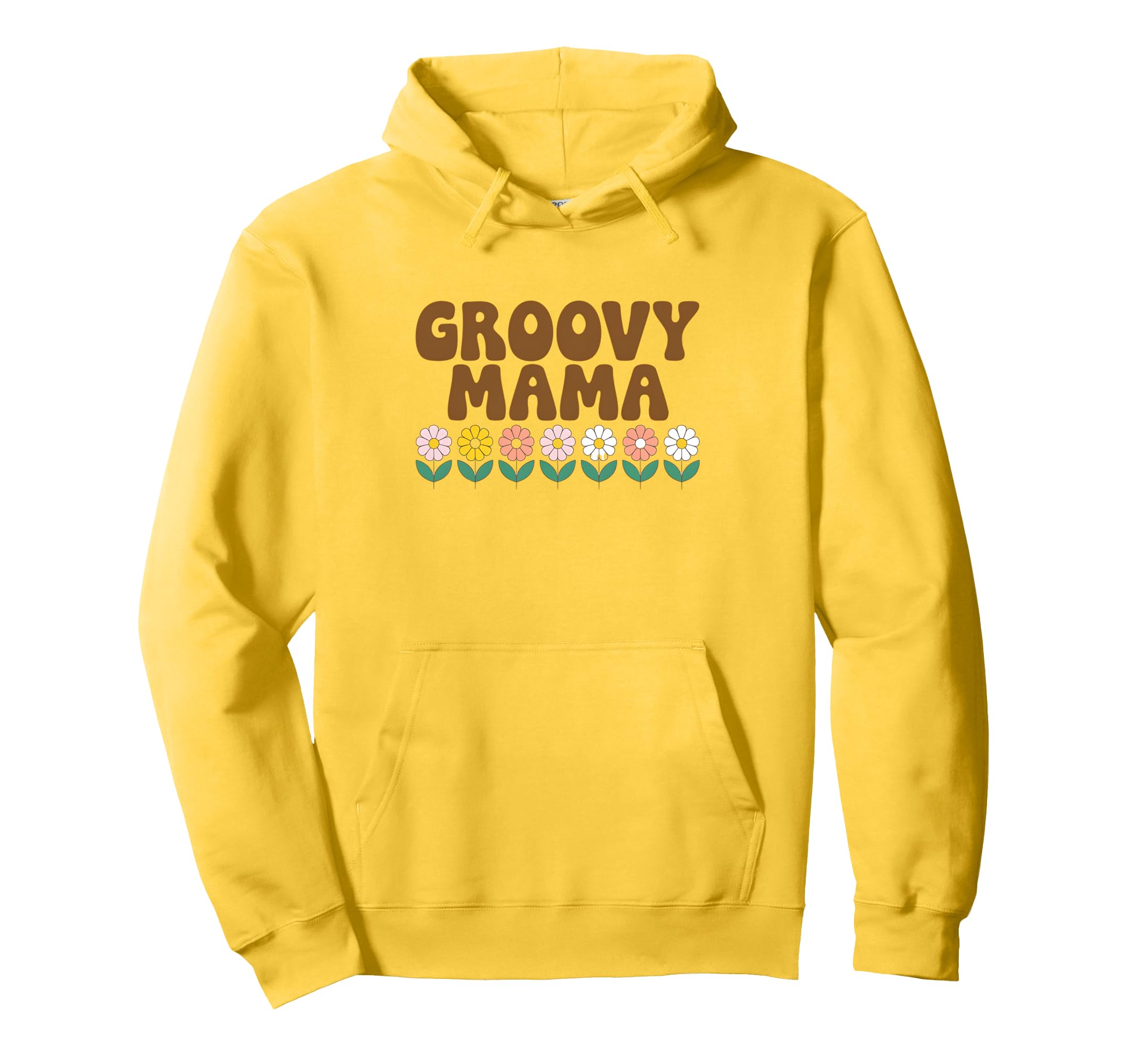 Groovy Mama Flower Power 70S Vibe Hoodie - Novelty Apparel for Adults - T-Shirt, Sweatshirt, Hoodie