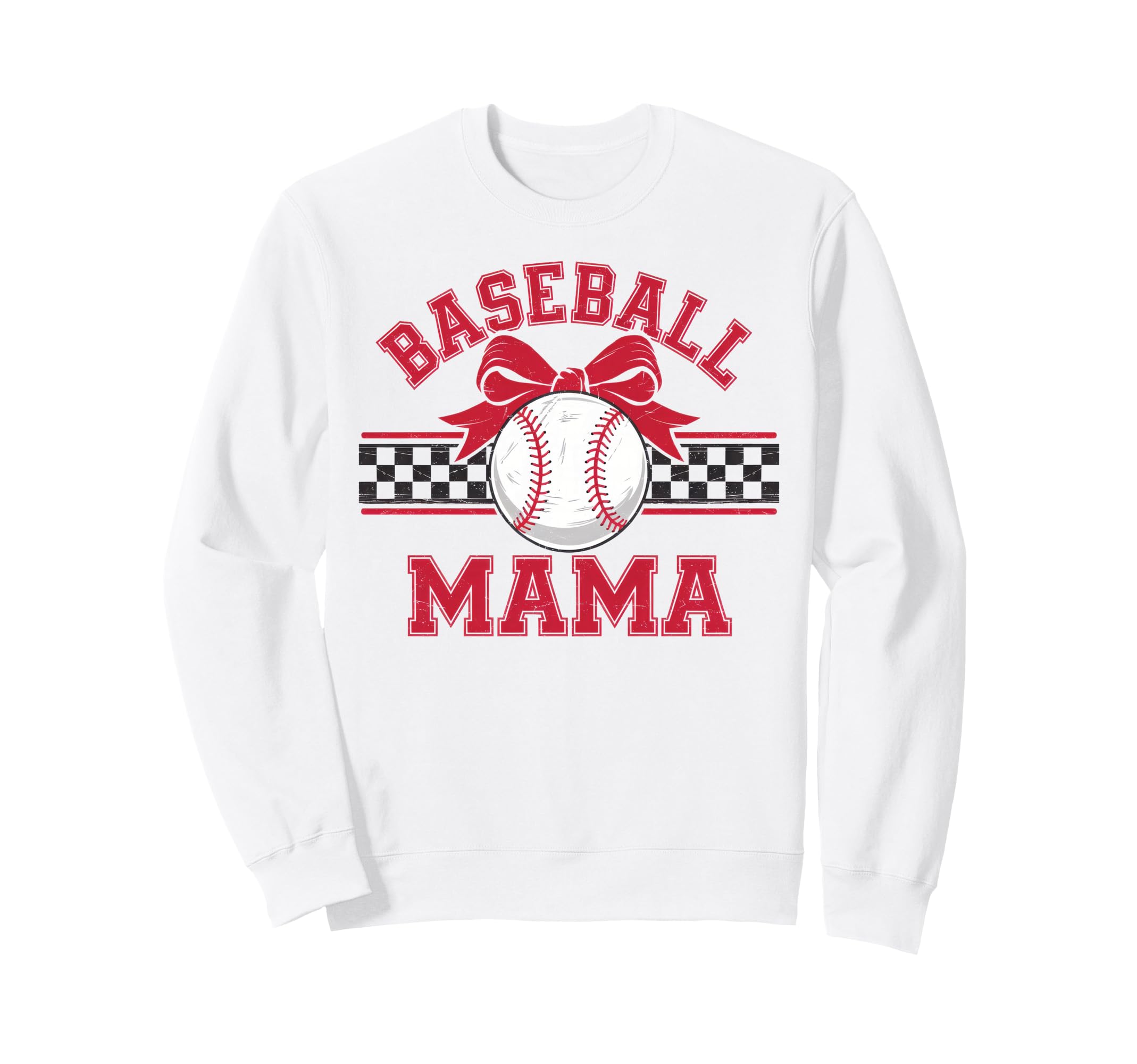Baseball Mama Bow Heart Ball Sweatshirt - Aesthetic Graphic for Adults - T-Shirt, Sweatshirt, Hoodie