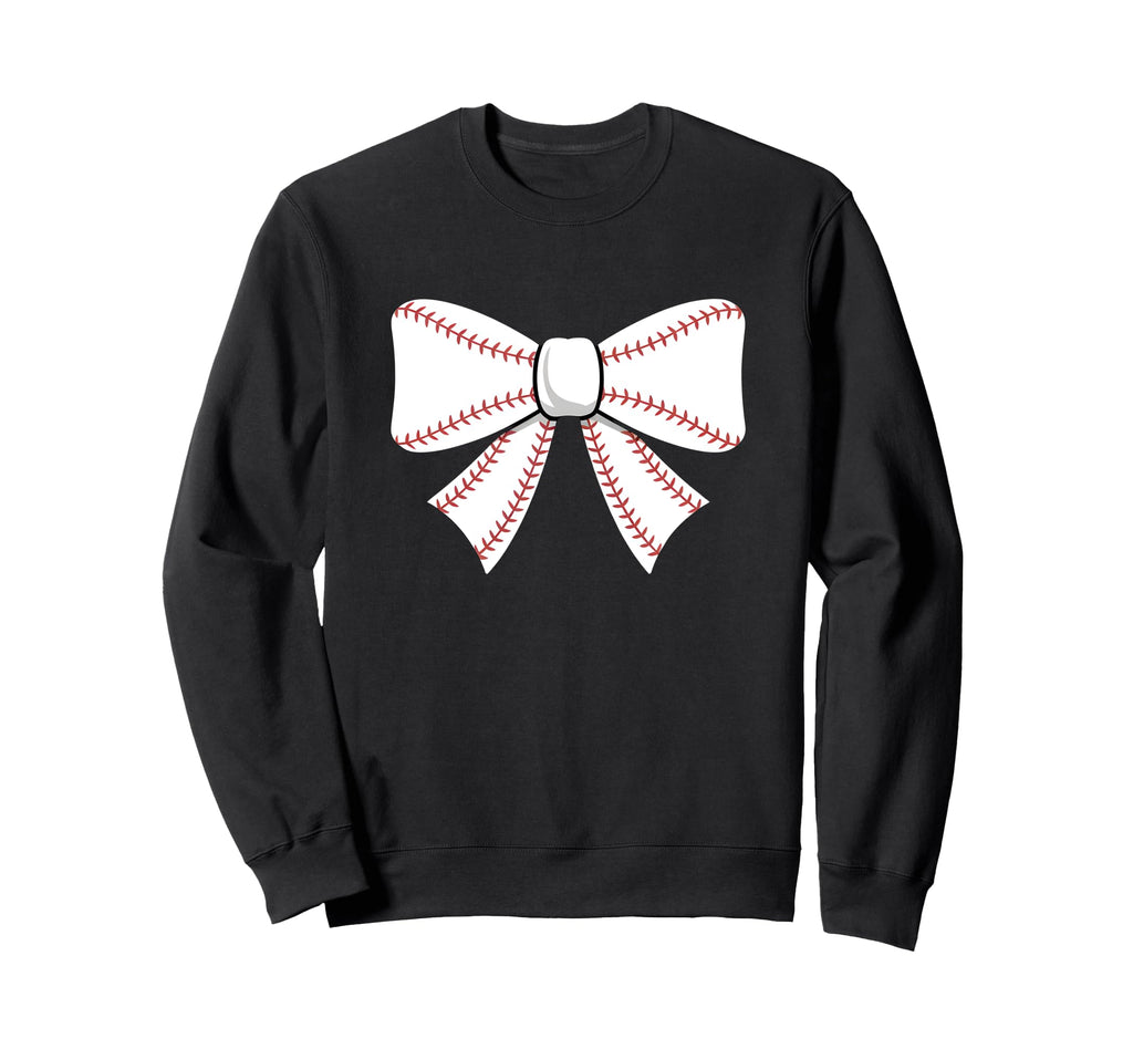 Baseball Bow Baseball Mom Mama Sweatshirt - Unique Graphic Unisex - T-Shirt, Sweatshirt, Hoodie