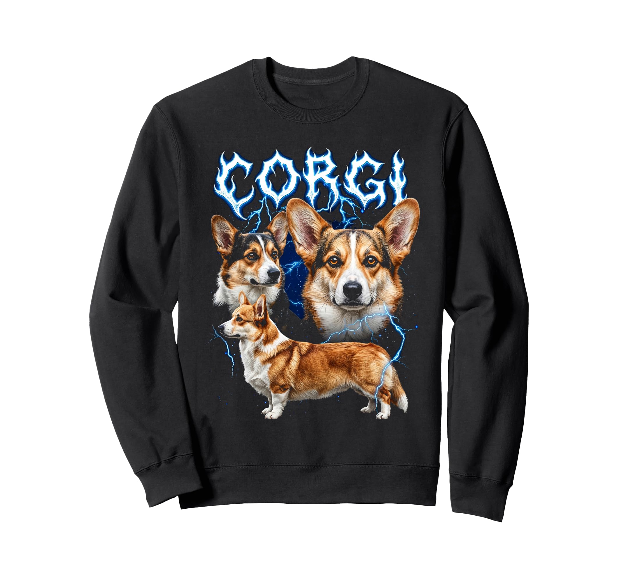 Corgi 90S Heavy Metal Dog Lover 80S Corgi Sweatshirt - Graphic Print Unisex - T-Shirt, Sweatshirt, Hoodie