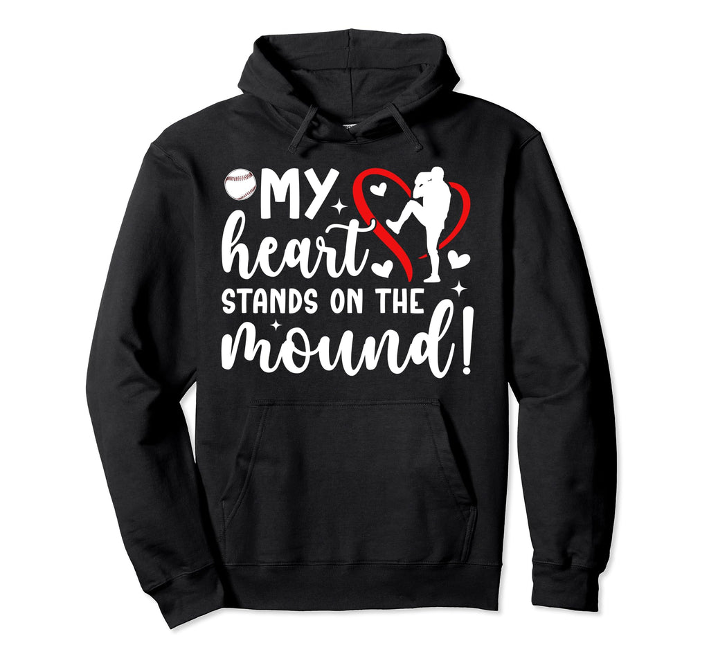 Mound Baseball Pitcher Mom Baseball Hoodie - Graphic Print Men Women - T-Shirt, Sweatshirt, Hoodie