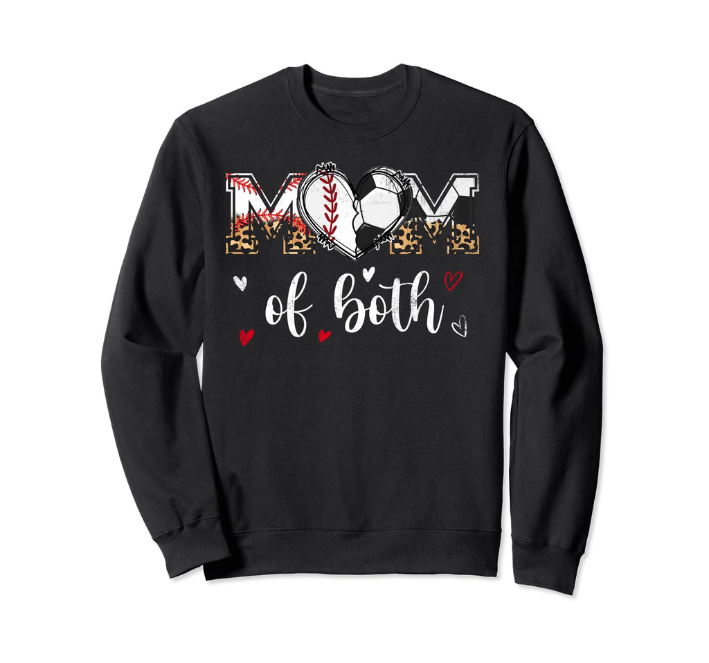 Mom Both Baseball Soccer Heart Sweatshirt - Graphic Print for Adults - T-Shirt, Sweatshirt, Hoodie