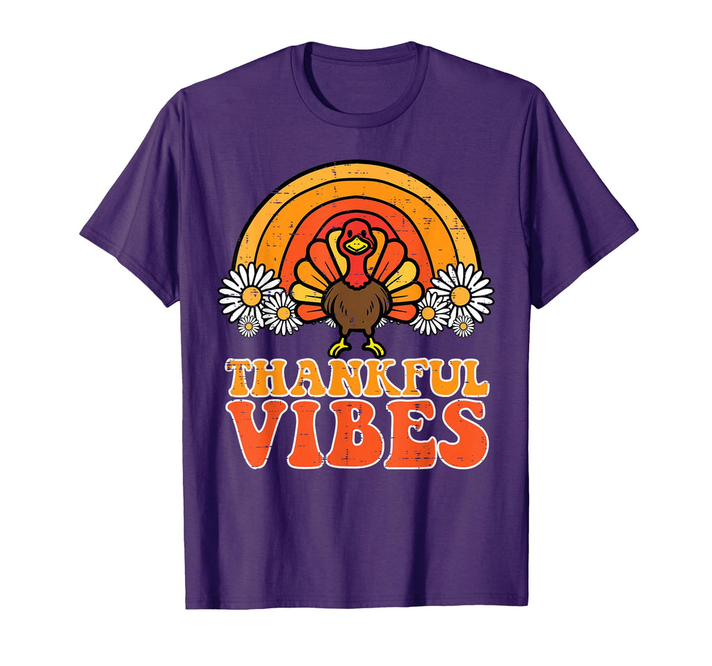 Thankful Vibes Turkey Rainbow Funny T-Shirt - Unique Graphic for Adults - T-Shirt, Sweatshirt, Hoodie