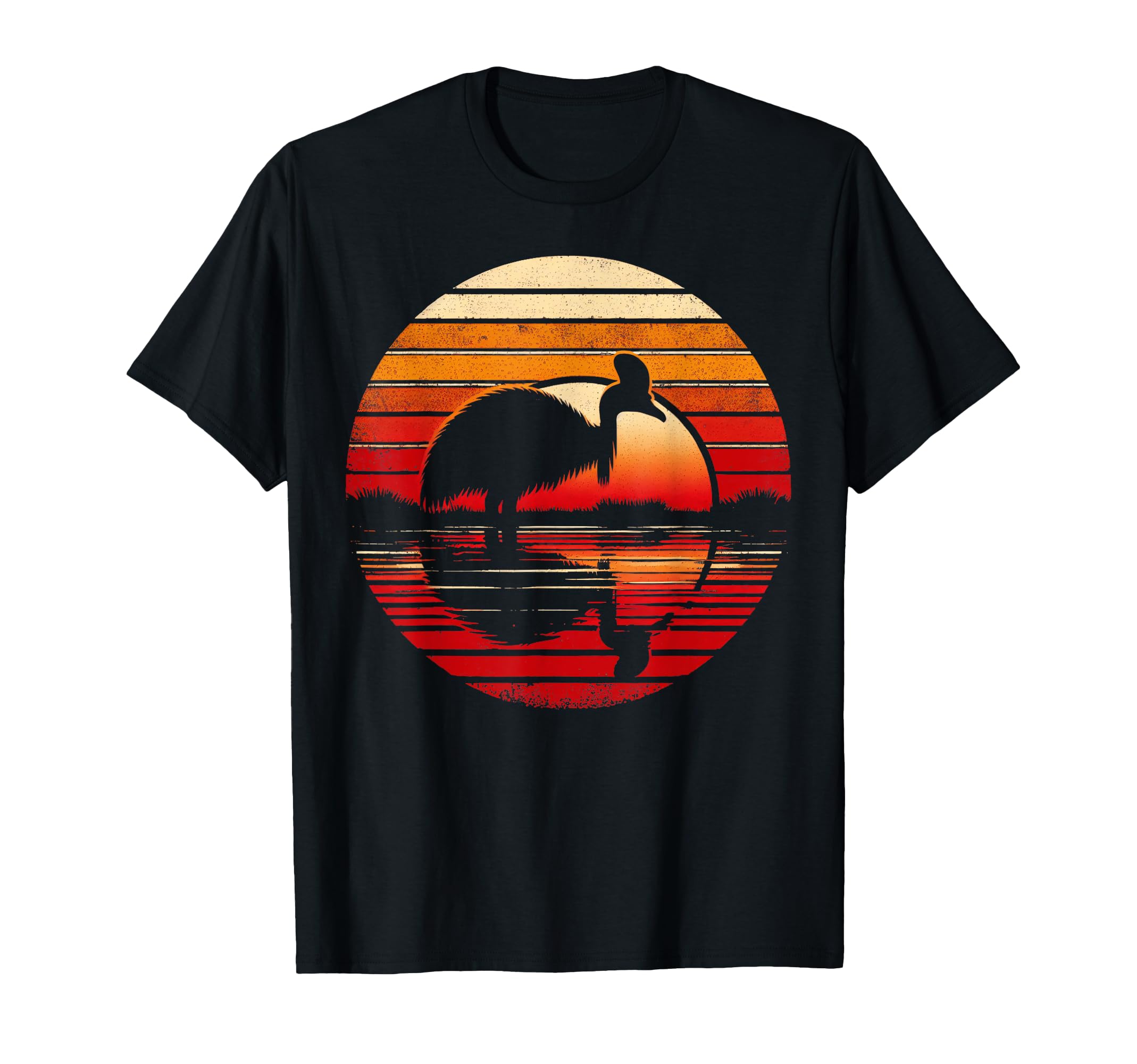 Cassowary Bird Sunset Safari 70S T-Shirt - Novelty Apparel for Adults - T-Shirt, Sweatshirt, Hoodie