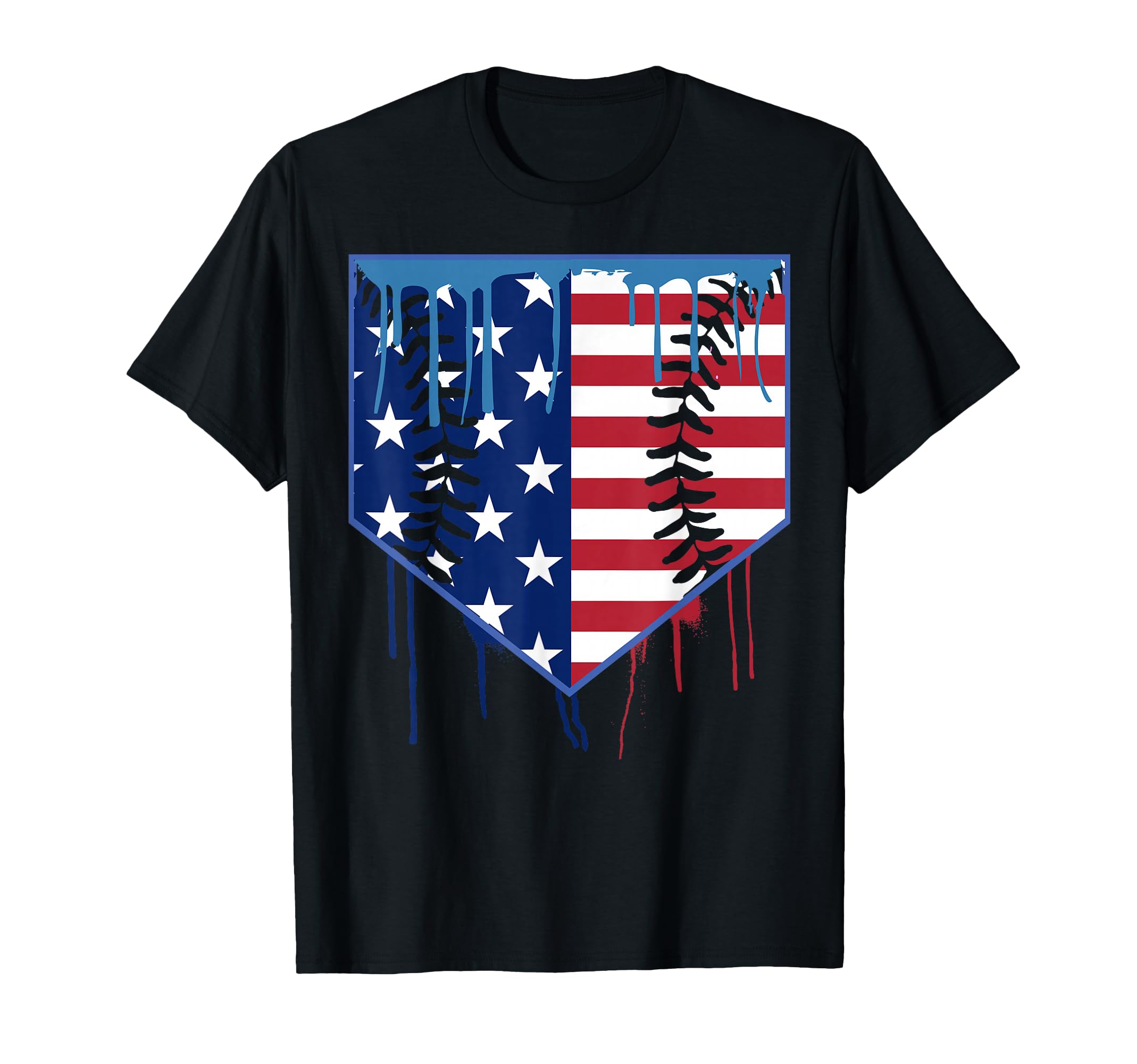 Baseball Drip Ice Cream Patriotic T-Shirt - Casual Everyday Wear Unisex - T-Shirt, Sweatshirt, Hoodie