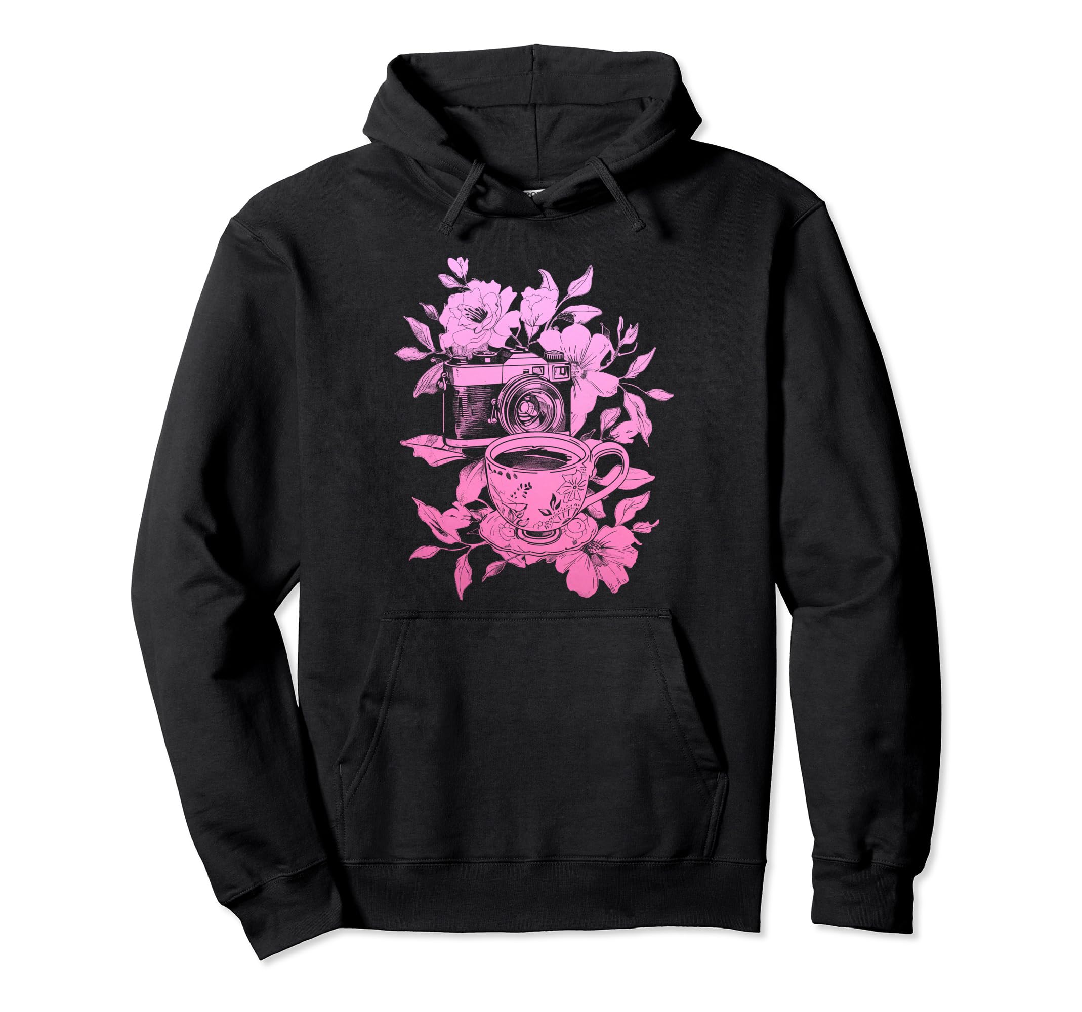 Photographer Coffee Camera Flowers Hoodie - Custom Art Print for Adults - T-Shirt, Sweatshirt, Hoodie