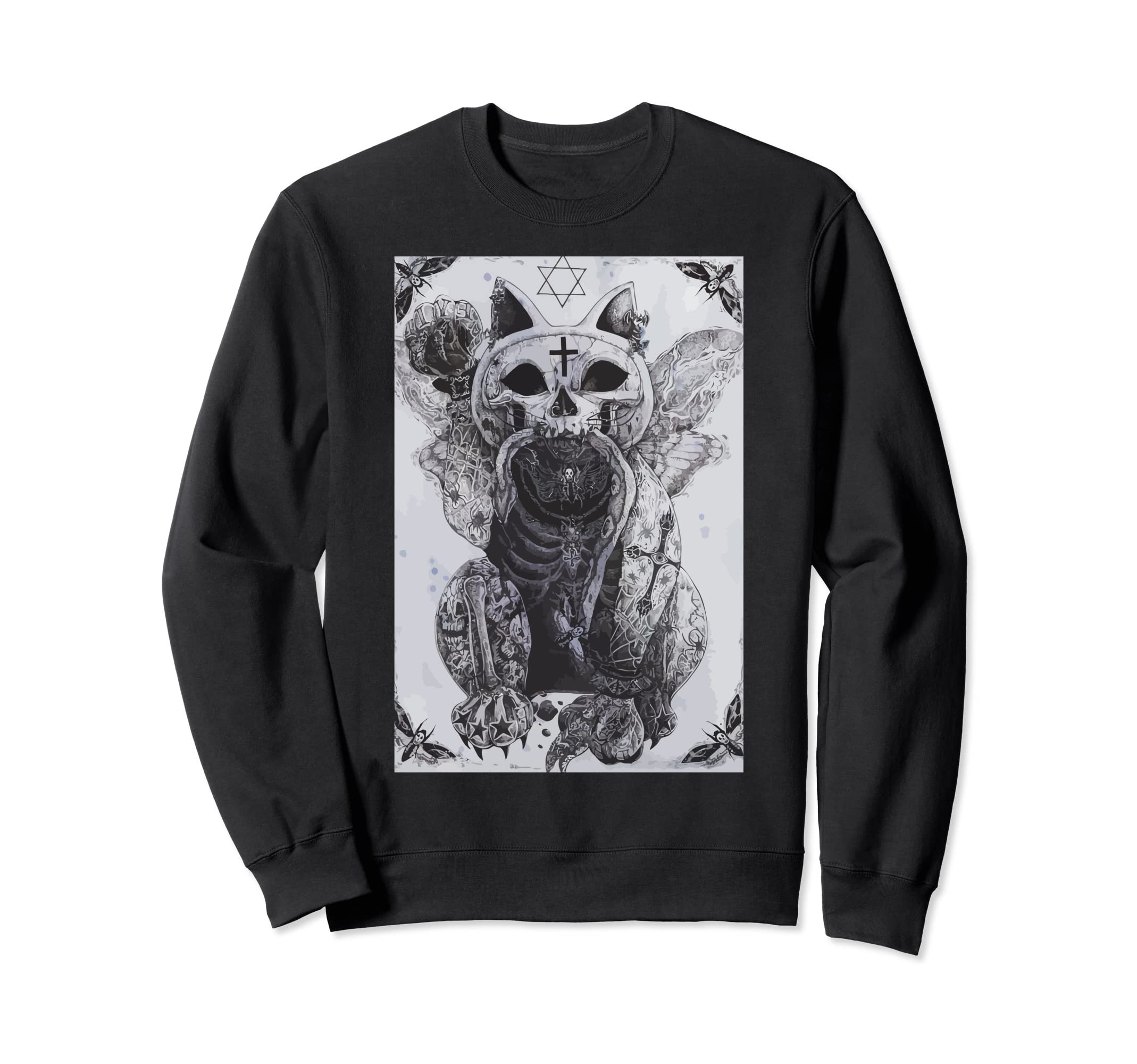 Occult Bat Cat Y2K Alt Gothic Sweatshirt - Custom Art Print for Adults - T-Shirt, Sweatshirt, Hoodie