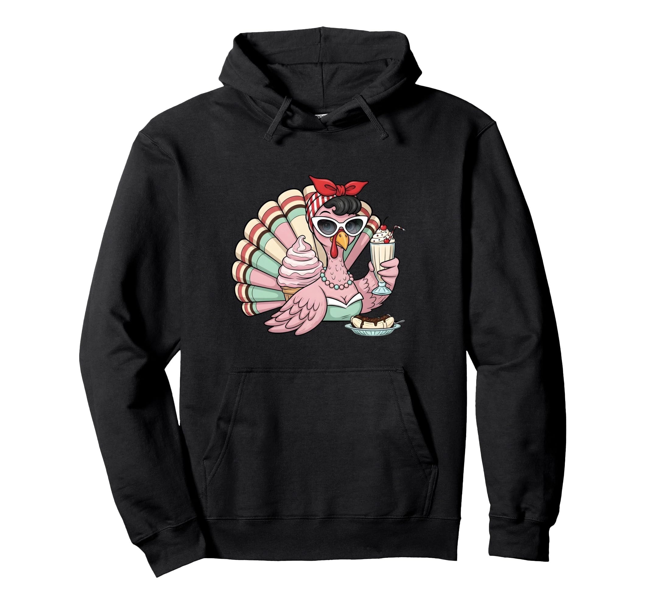 Diner Turkey Funny Thanksgiving Ice Hoodie - Unique Graphic Men Women - T-Shirt, Sweatshirt, Hoodie