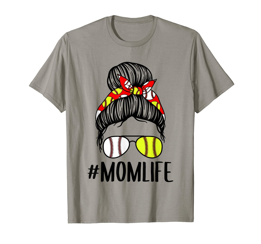 Momlife Messy Bun Baseball Softball Mom T-Shirt - Custom Art Print Unisex - T-Shirt, Sweatshirt, Hoodie