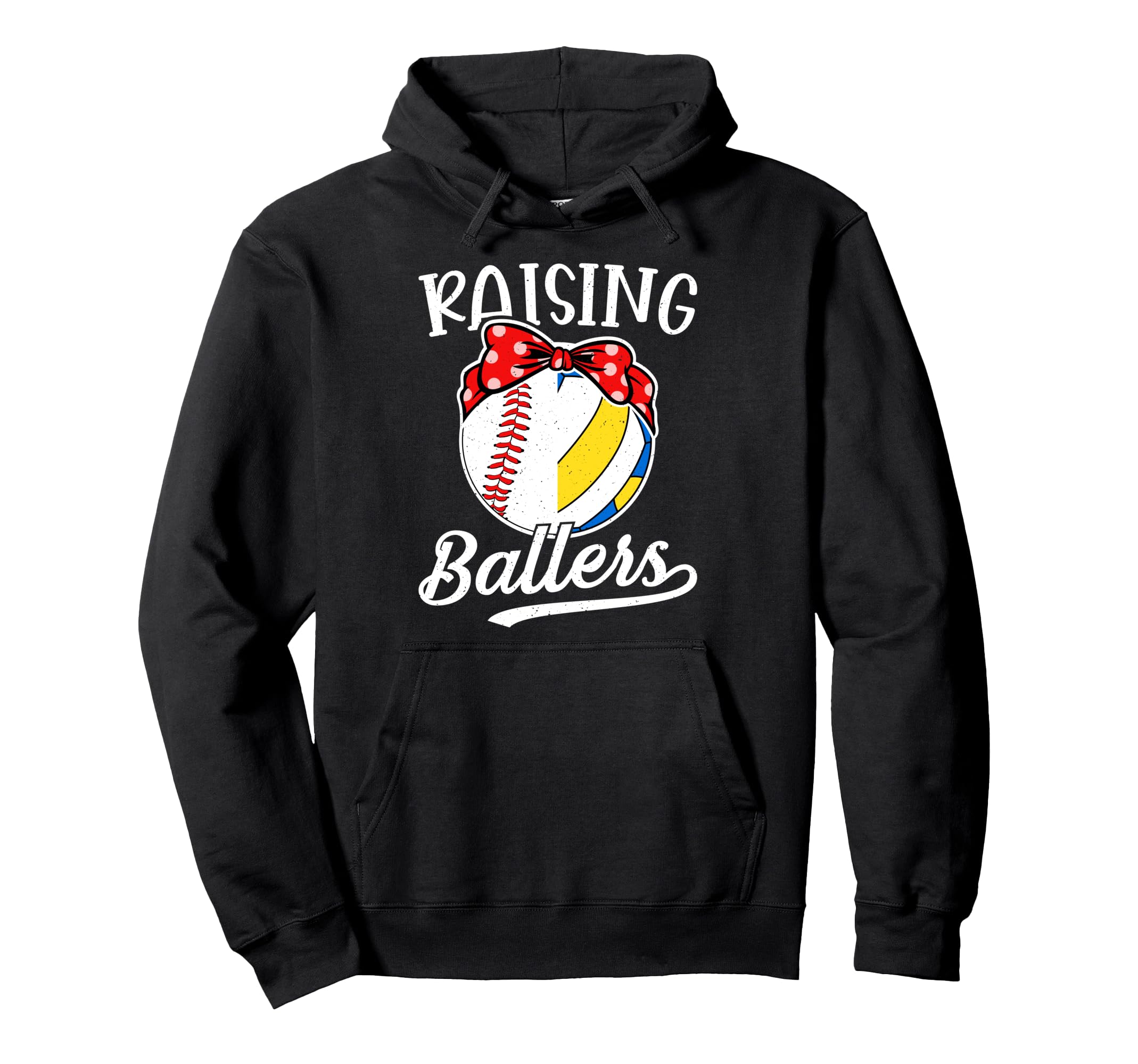 Raising Ballers Baseball Volleyball Mom Hoodie - Minimalist Print Men Women - T-Shirt, Sweatshirt, Hoodie