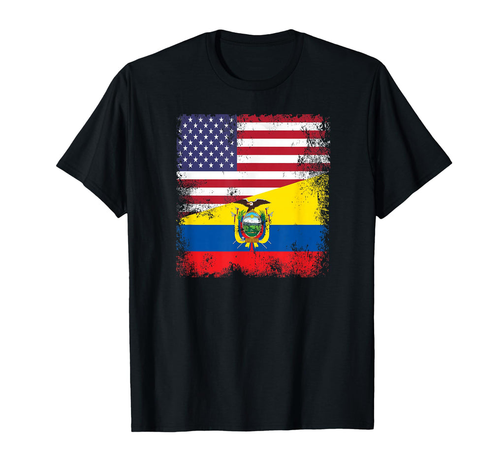 Half Ecuadorean Flag Ecuador Usa Gift T-Shirt - Graphic Print for Adults - T-Shirt, Sweatshirt, Hoodie