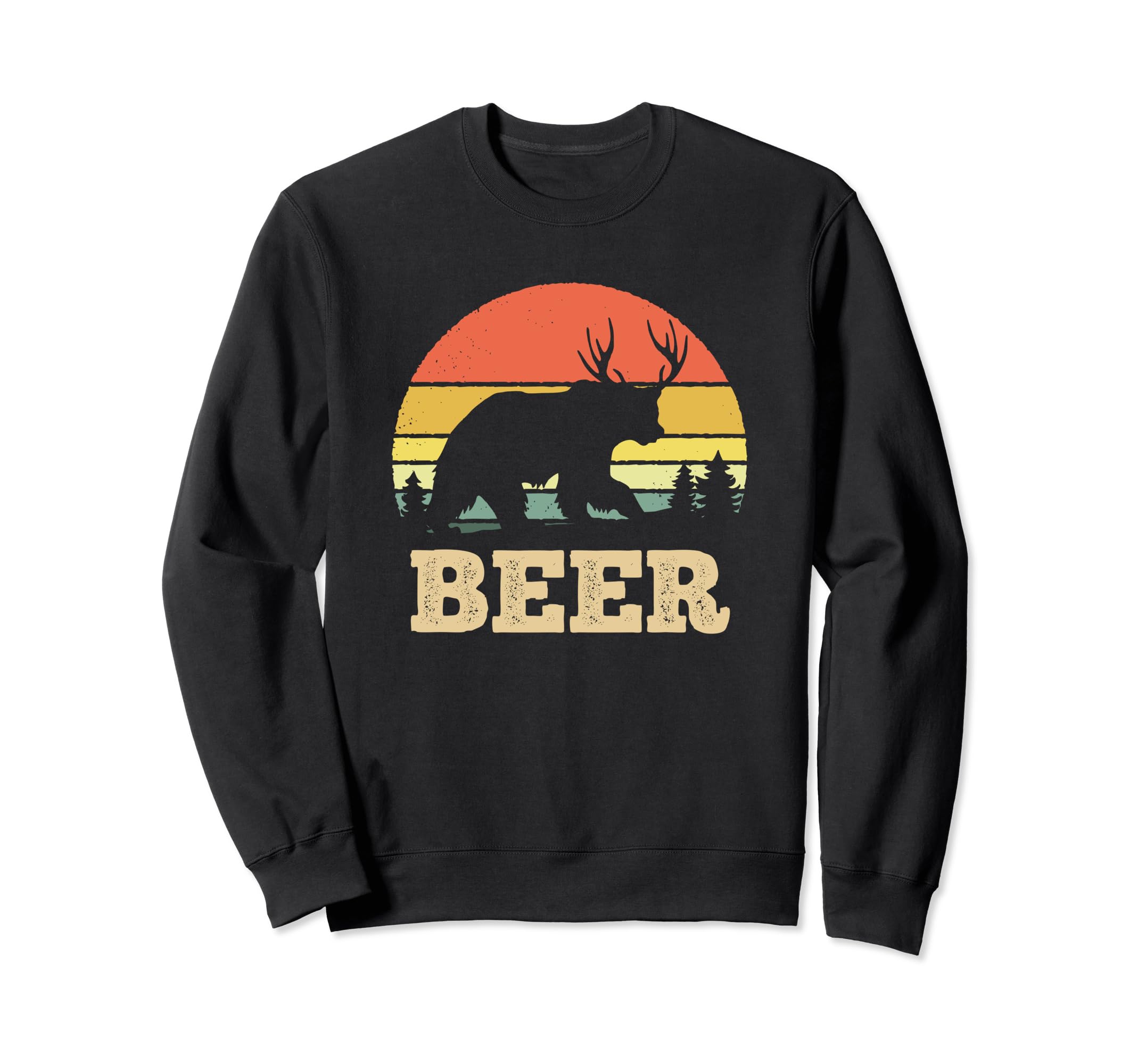 Beer Bear Deer Funny Sunset Sweatshirt - Custom Art Print Unisex - T-Shirt, Sweatshirt, Hoodie