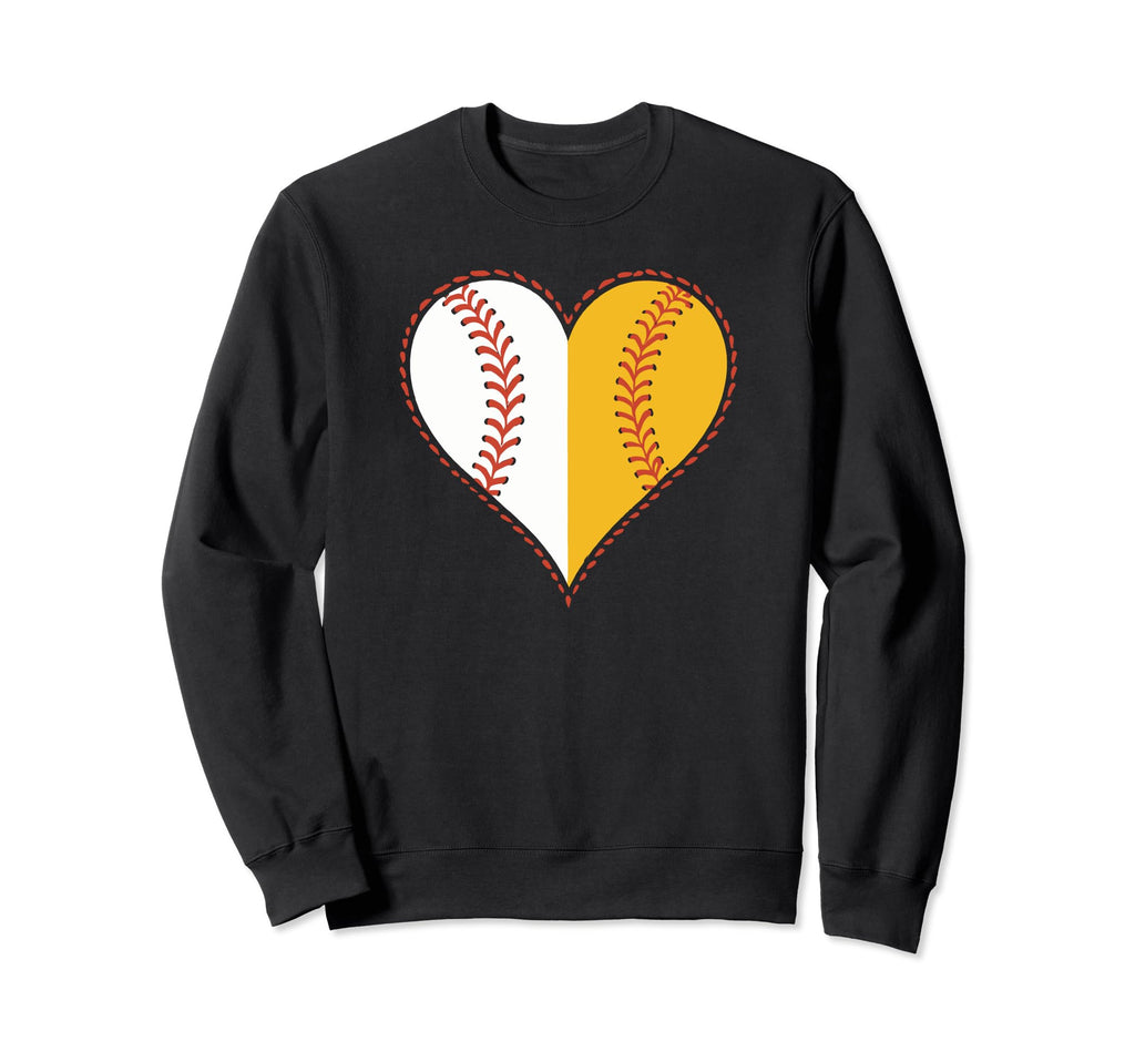 Love Baseball Fast Pitch Softball Heart Sweatshirt - Graphic Print Unisex - T-Shirt, Sweatshirt, Hoodie